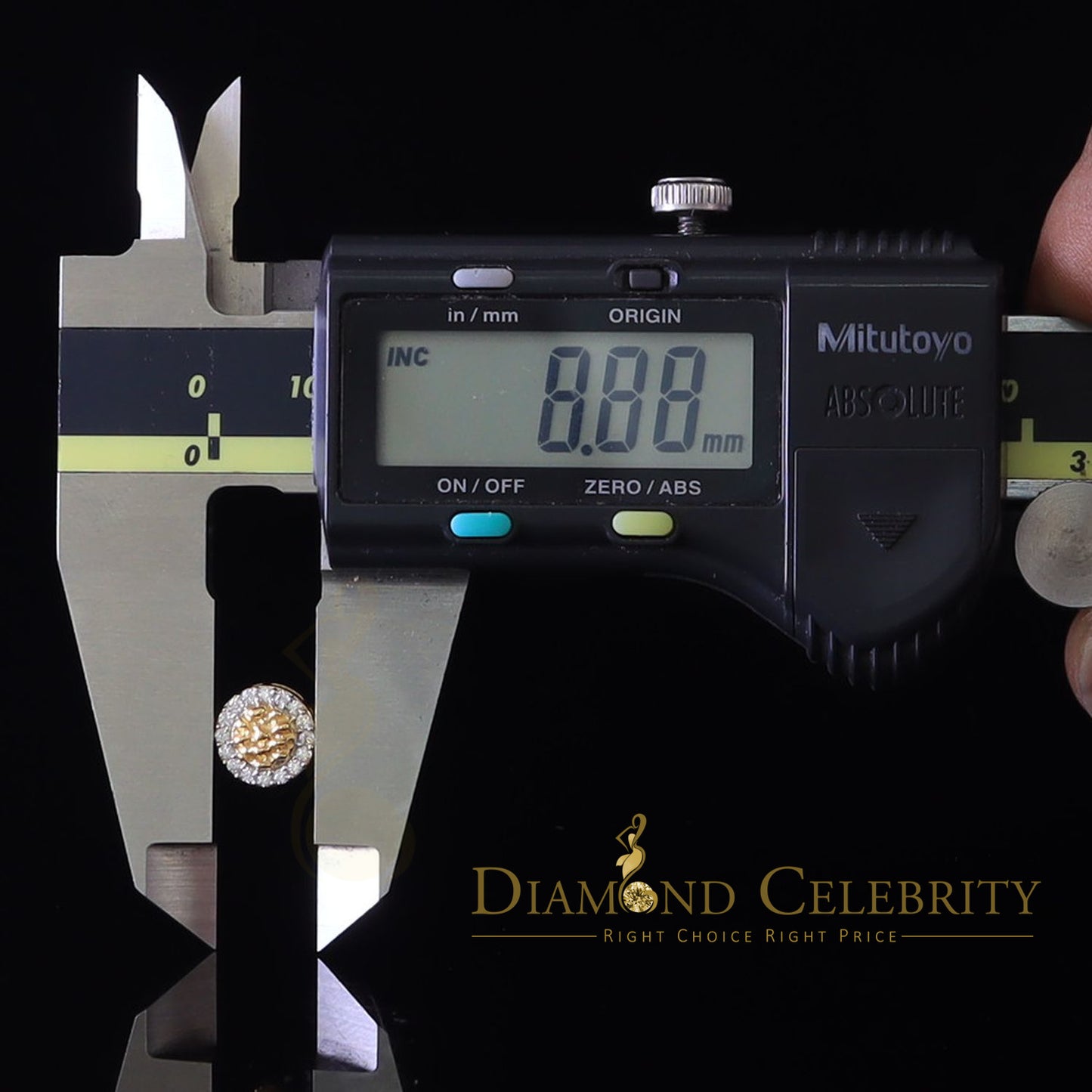 DiamondCelebritees 1.00ct Moissanite Yellow 925 Sterling Silver Women's Circle Shape Nugget Earring