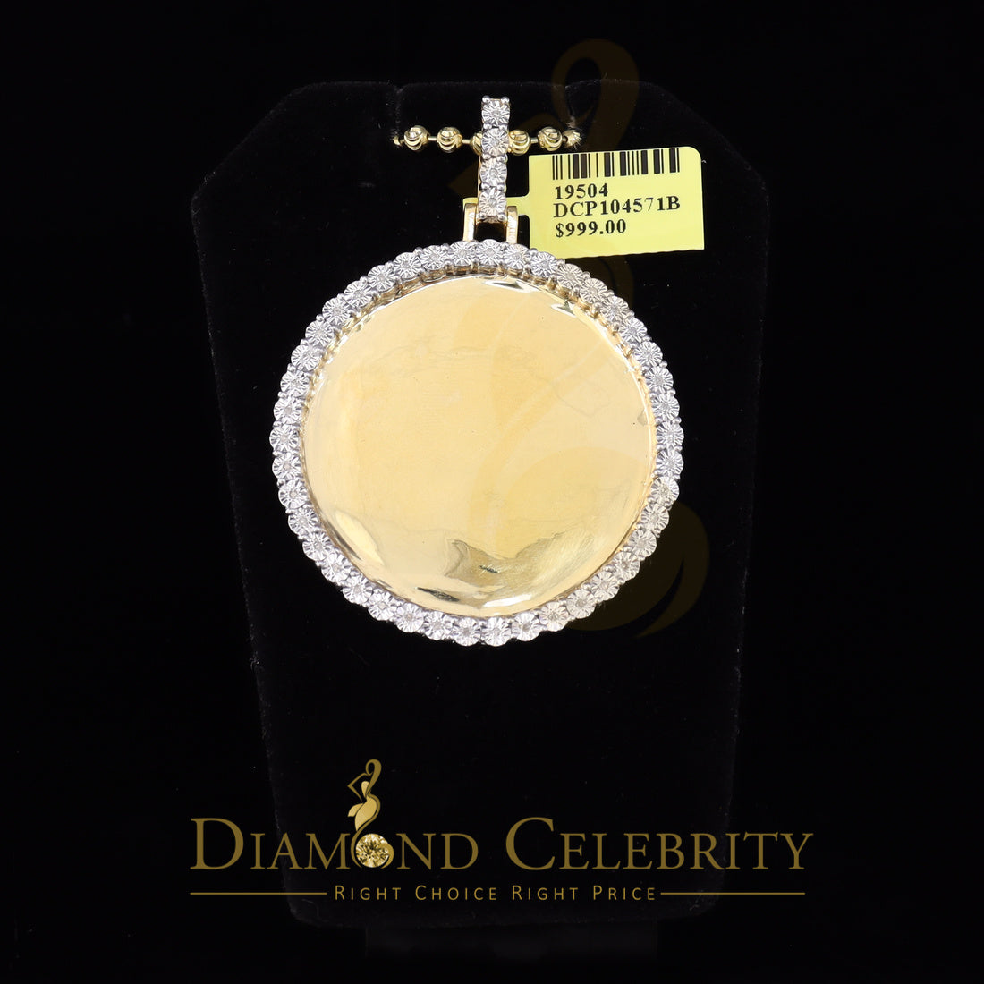 DiamondCelebritees Real 0.25ct Diamond Sterling Silver 1.75" PICTURE Charm Fashion Yellow Pendant