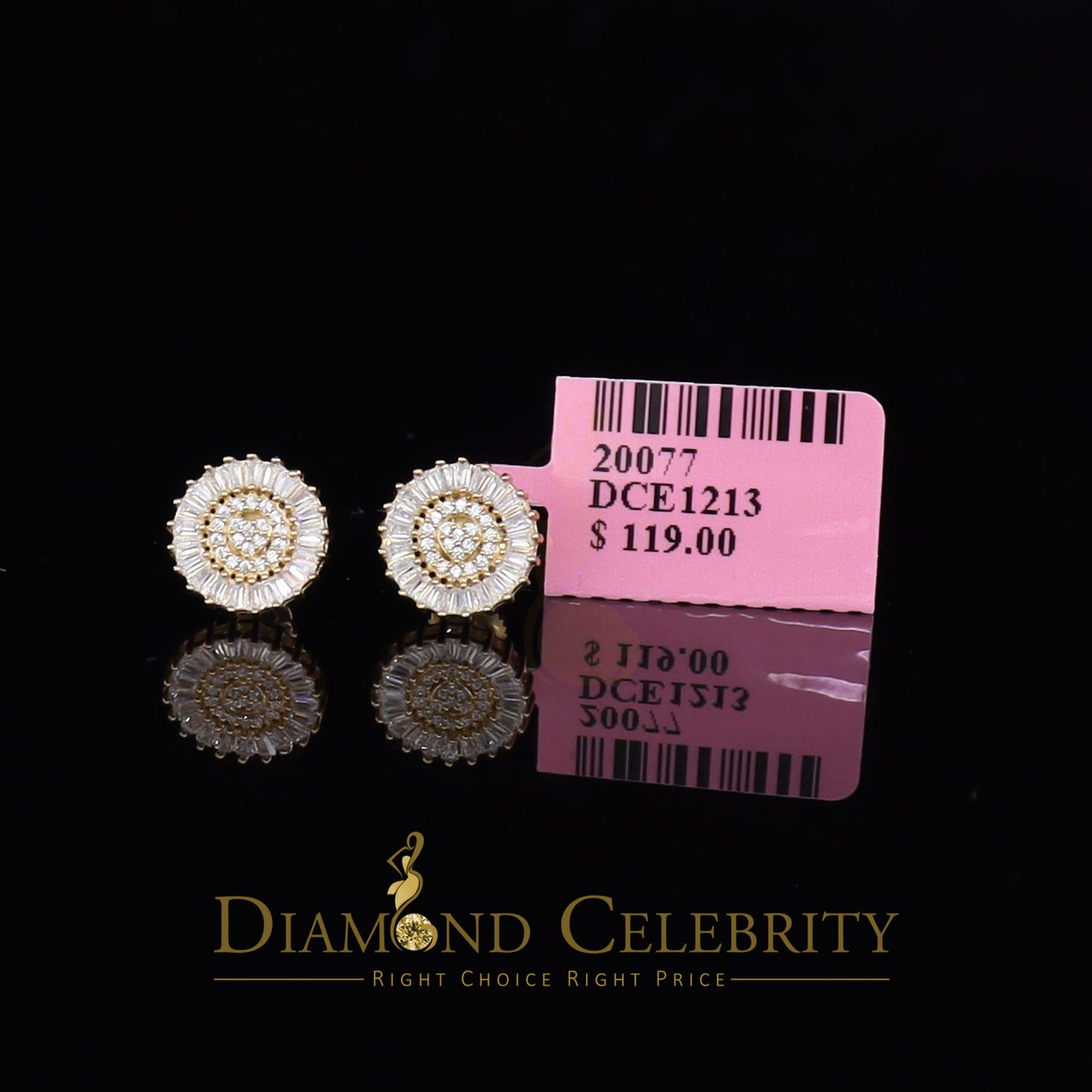 DiamondCelebritees Yellow 925 Sterling Silver 0.24ct Cubic Zirconia For Women's Round Earrings