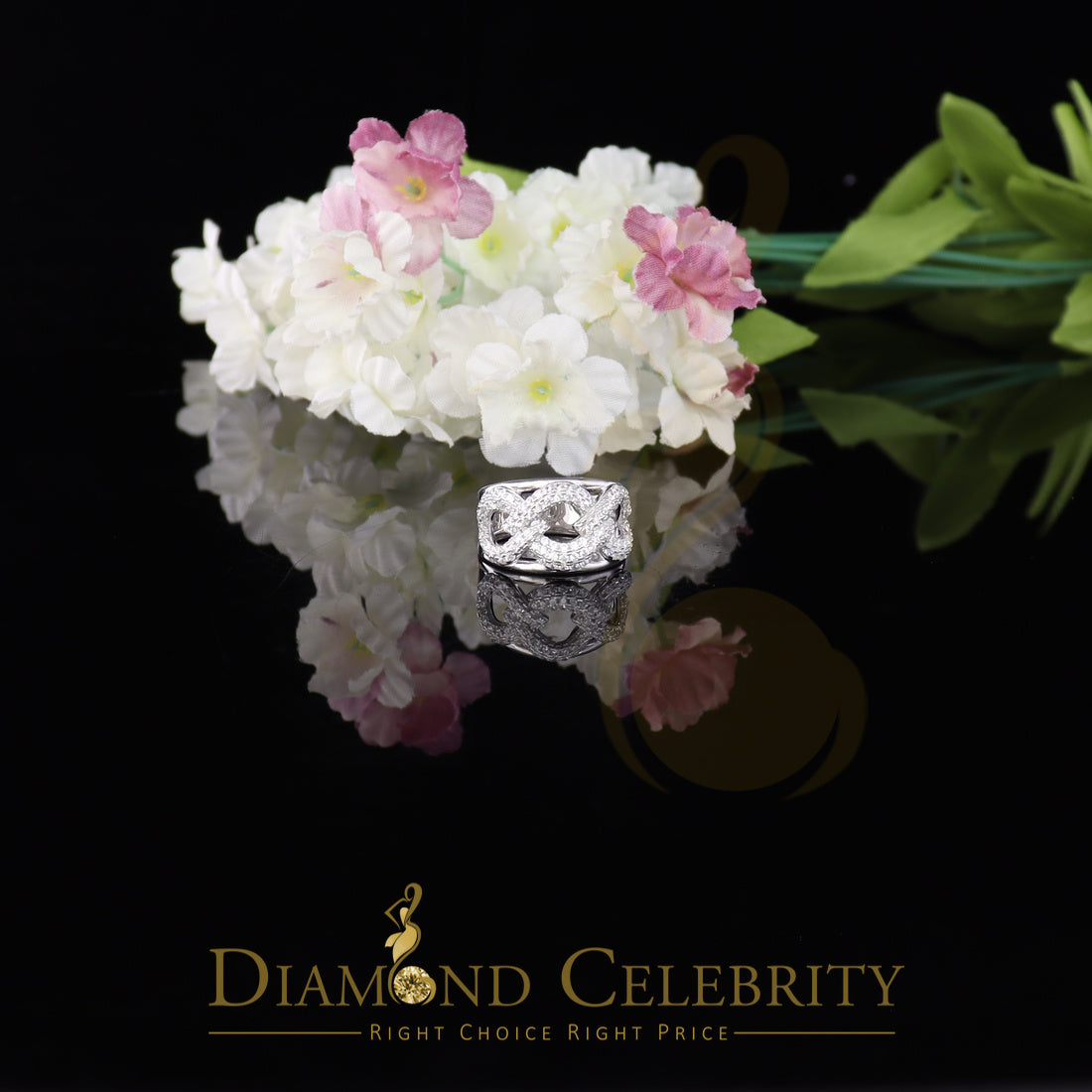 DiamondCelebritees 925 Sterling White Silver Round chain 2.0ct Cubic Zirconia Womens Ring Size 7