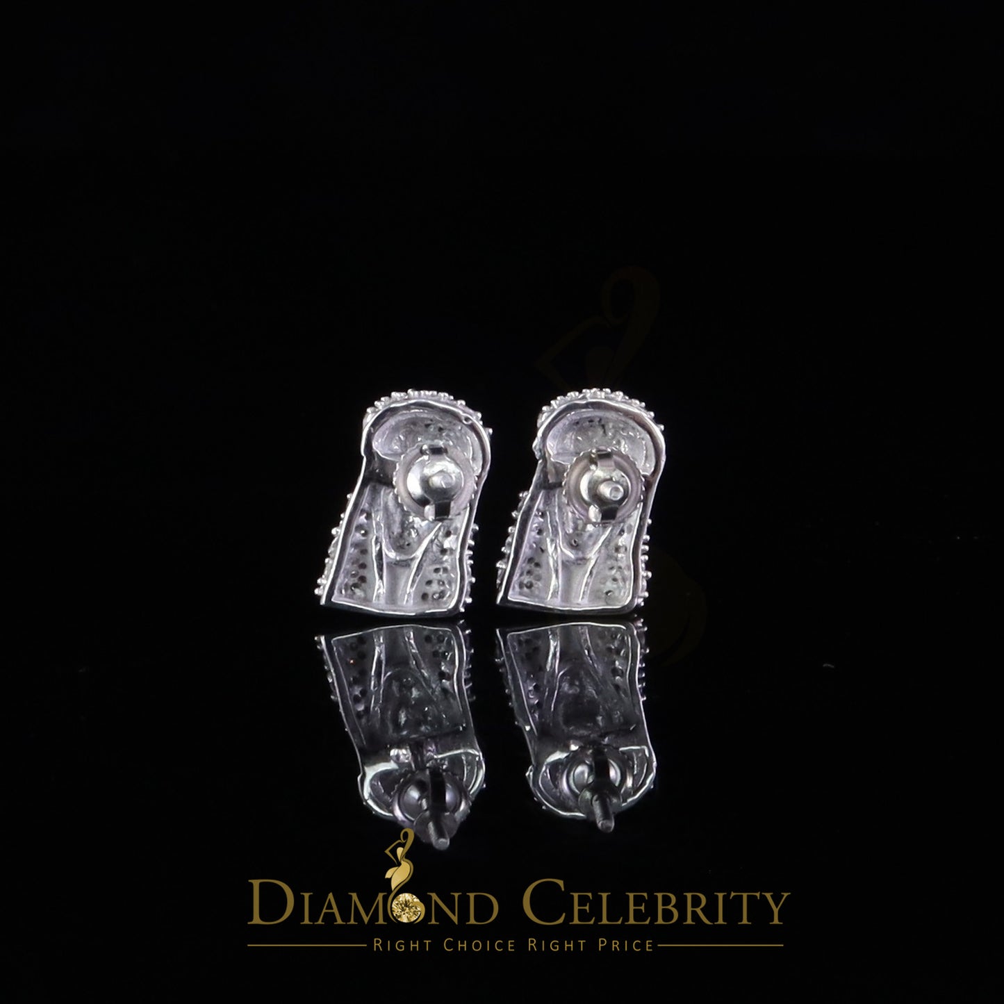 Diamondcelebritees Men's/Womens 0.33ct VVS 'D' Moissanite 925 Silver White Jesus Face Stud Earrings