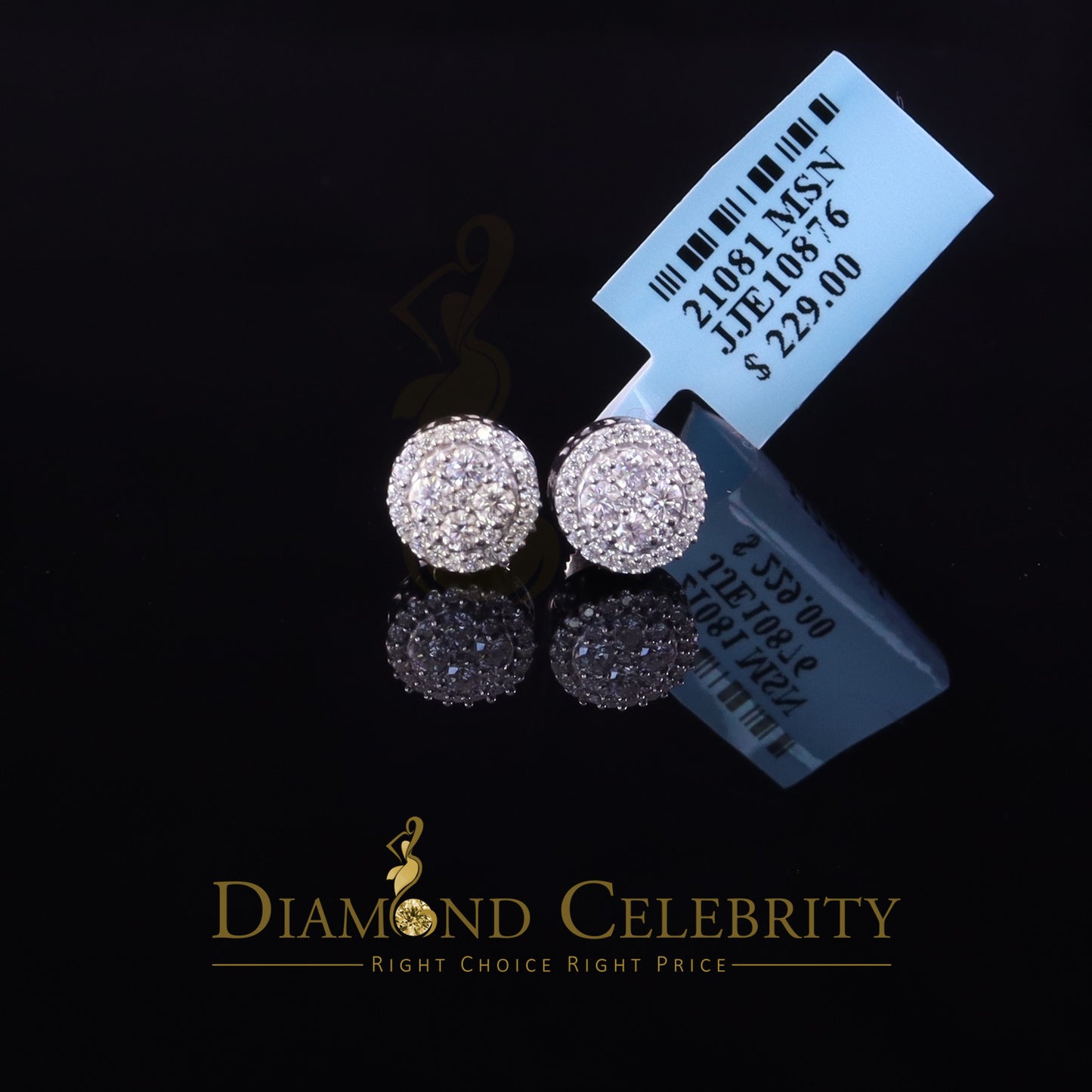 Diamondcelebritees 0.50ct VVS 'D' Moissanite Round Men's/Womens 925 Silver White Stud Earrings