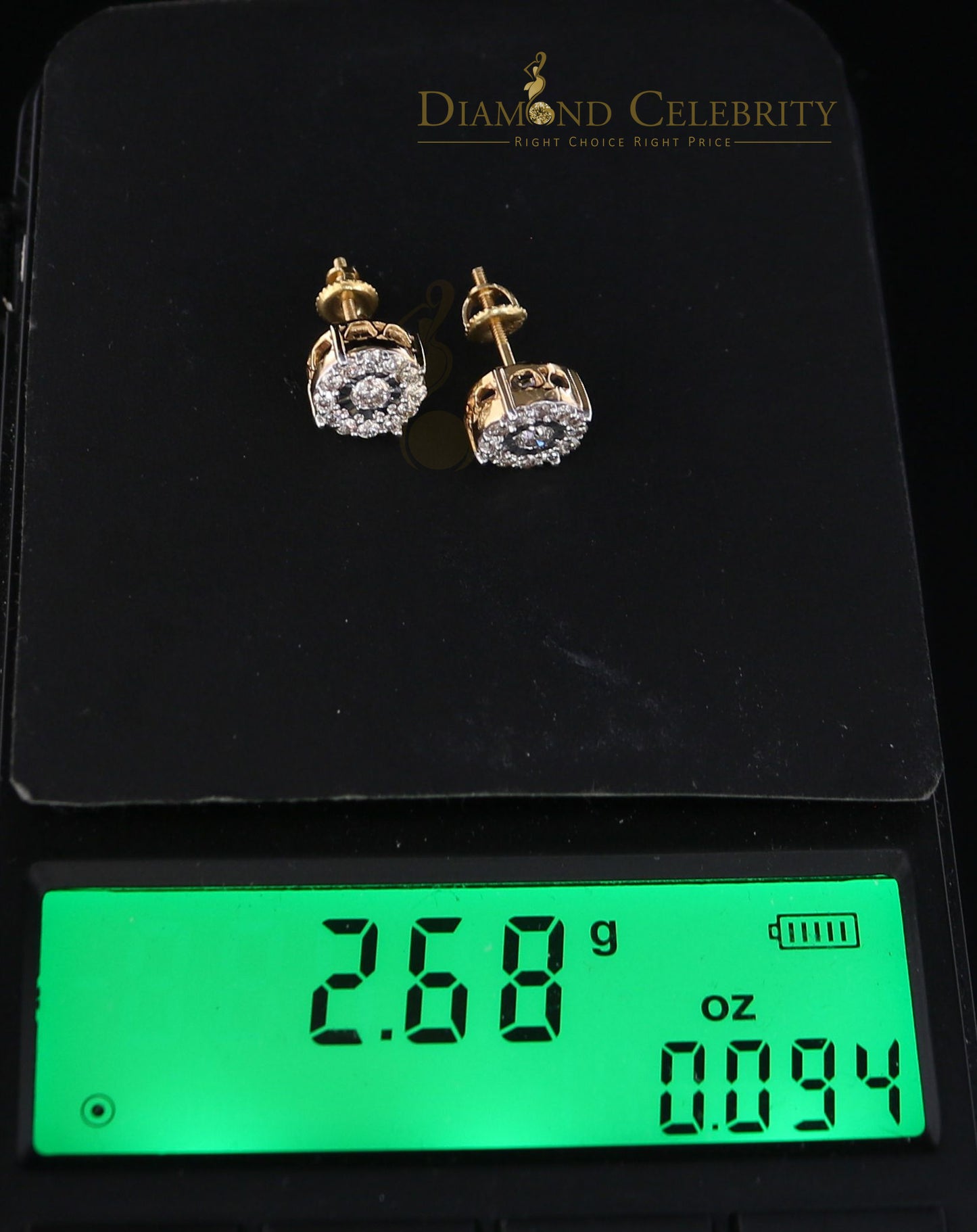 DiamondCelebritees10K Real Yellow Gold with 0.75CT Real Diamond Men's/Women's Stud Earrings