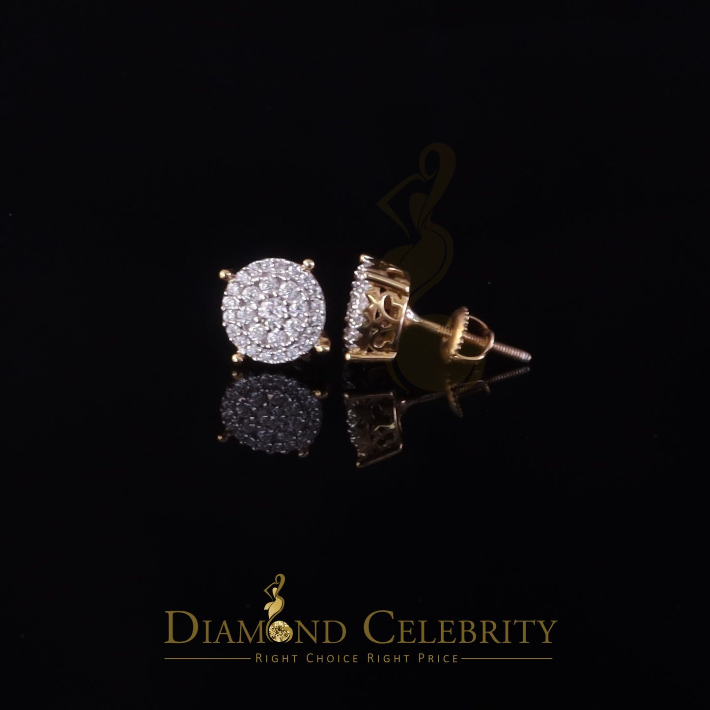 DiamondCelebritees Men's/Womens 925 Silver Yellow 0.50ct VVS 'D' Moissanite Round Stud Earrings