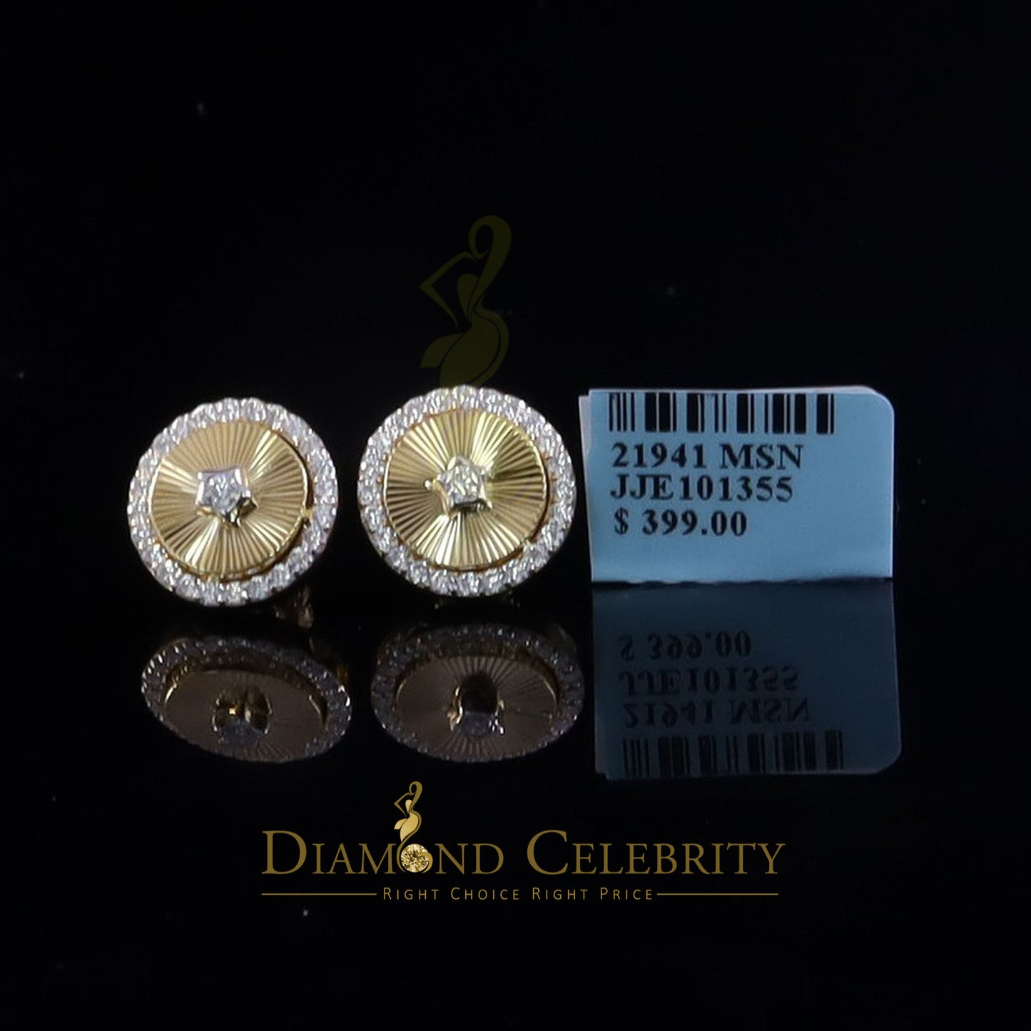 DiamondCelebritees 2.50ct 925 Sterling Silver Yellow Moissanite Round Stud Earrings For Women & Men