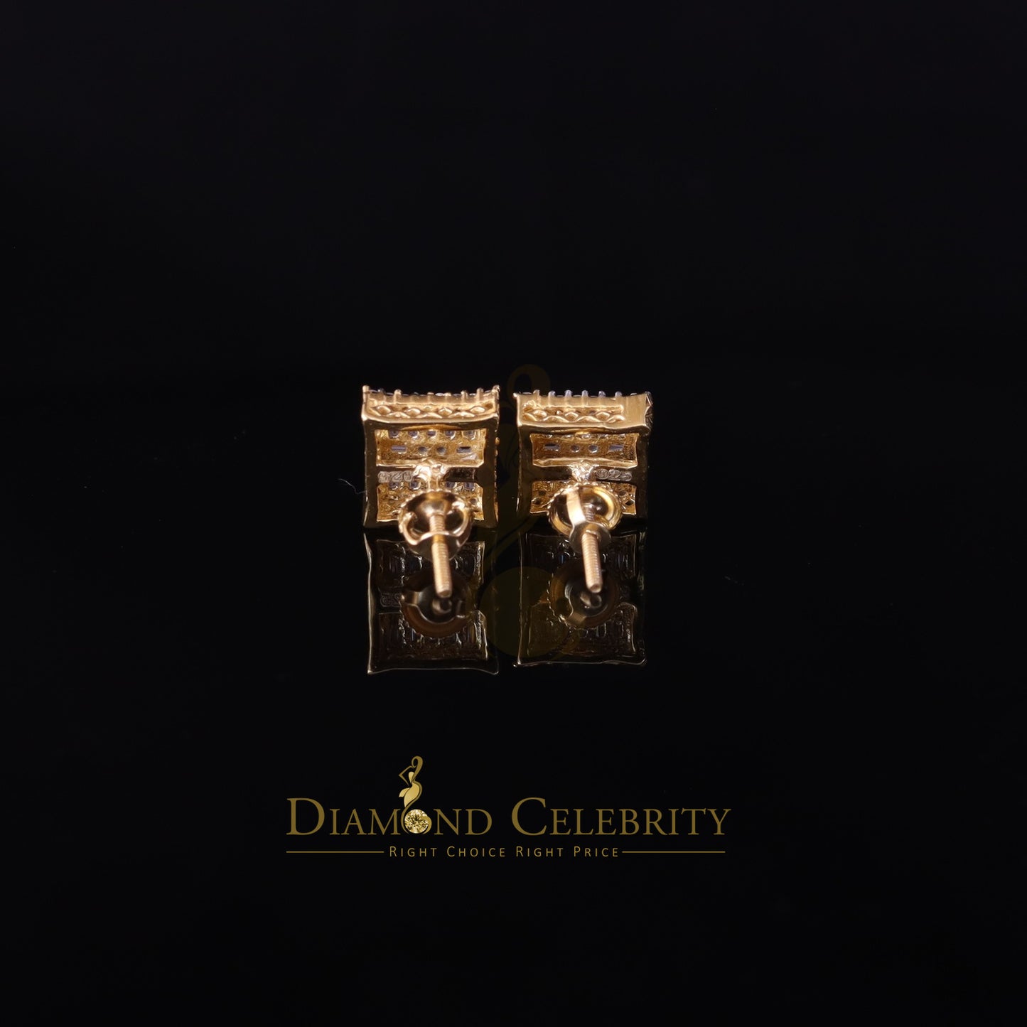 DiamondCelebritees Men's/Women's 925 Silver Yellow 1.00ct VVS 'D' Moissanite Baguette Stud Earrings