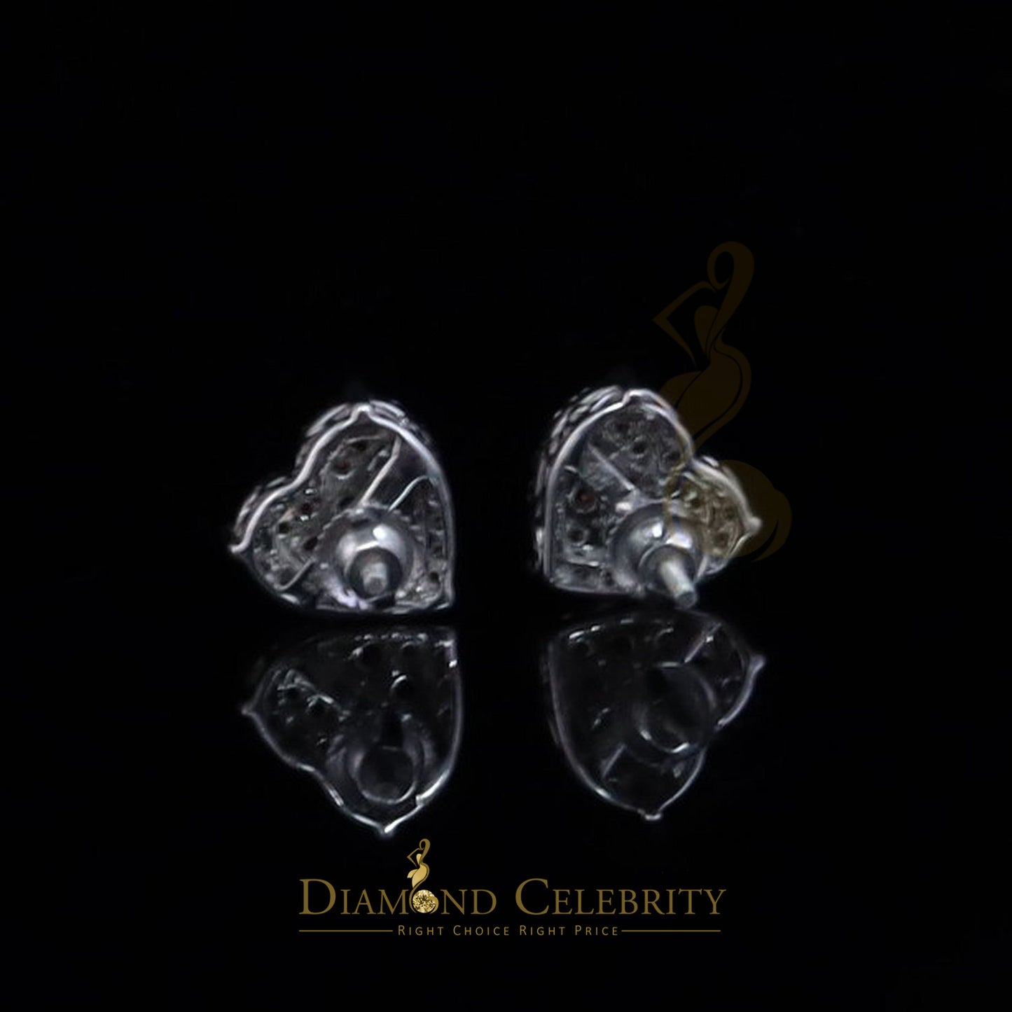 Diamondcelebritees Men's/Women's 925 Silver White 1.00ct VVS 'D' Pink Moissanite 3D Heart Earrings