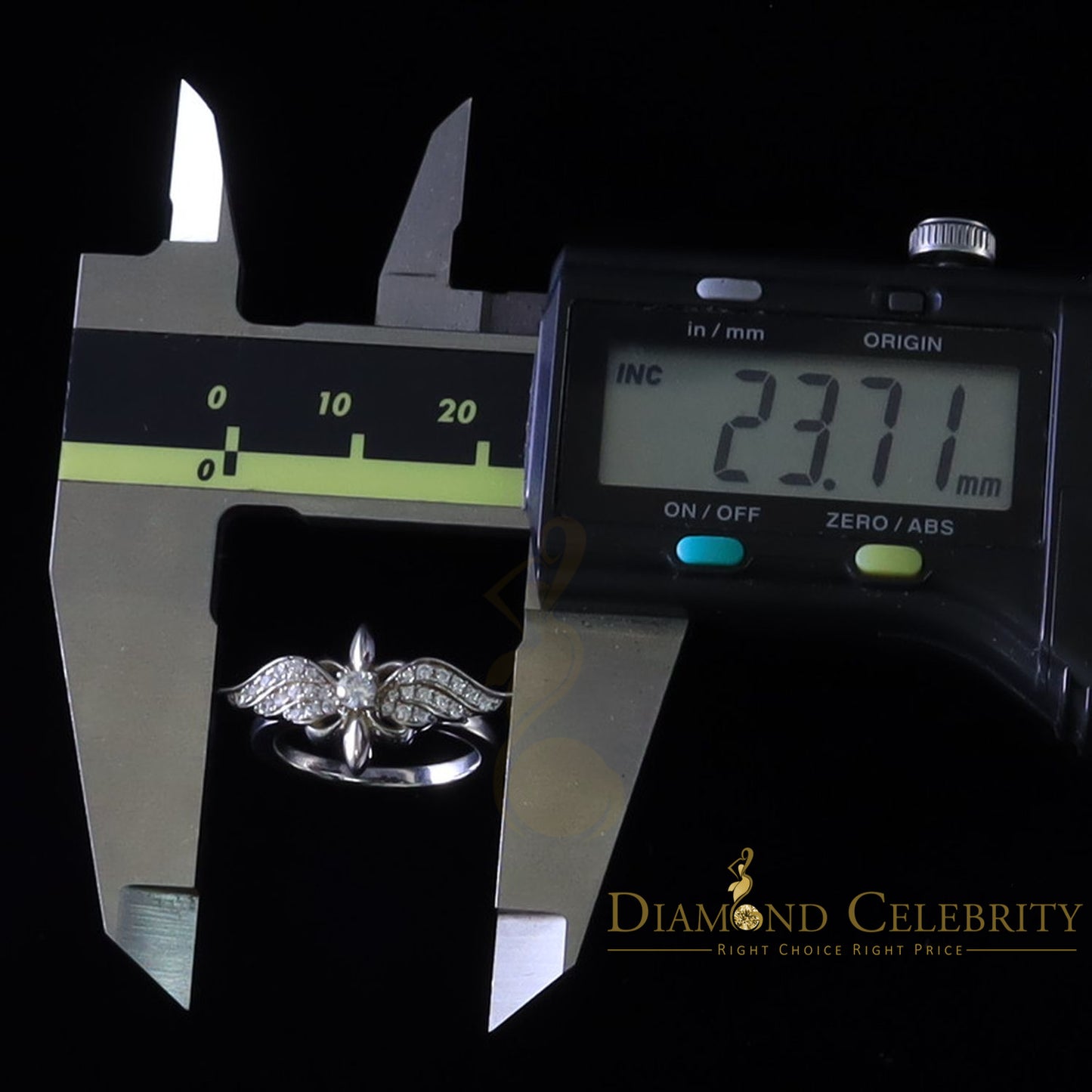 DiamondCelebritees 925 Sterling White Silver 0.75ct Cubic Zirconia Butterfly Womens Ring Size 6