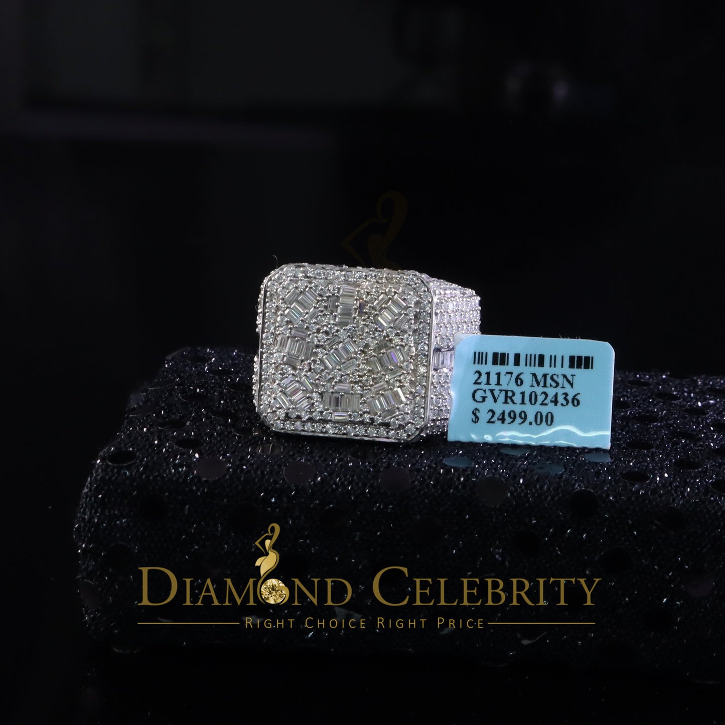 DiamondCelebritees Men's/Womens 6.50ct VVS 'D' Moissanite Stone White Silver Square Rings Size 10