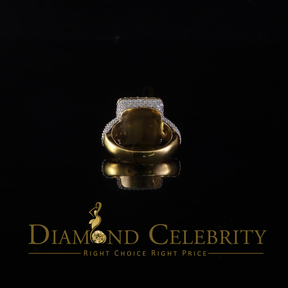 DiamondCelebritees Men's 925 Yellow 925 Silver 5.50ct VVS 'D' Moissanite Square Pinky Rings Size 10