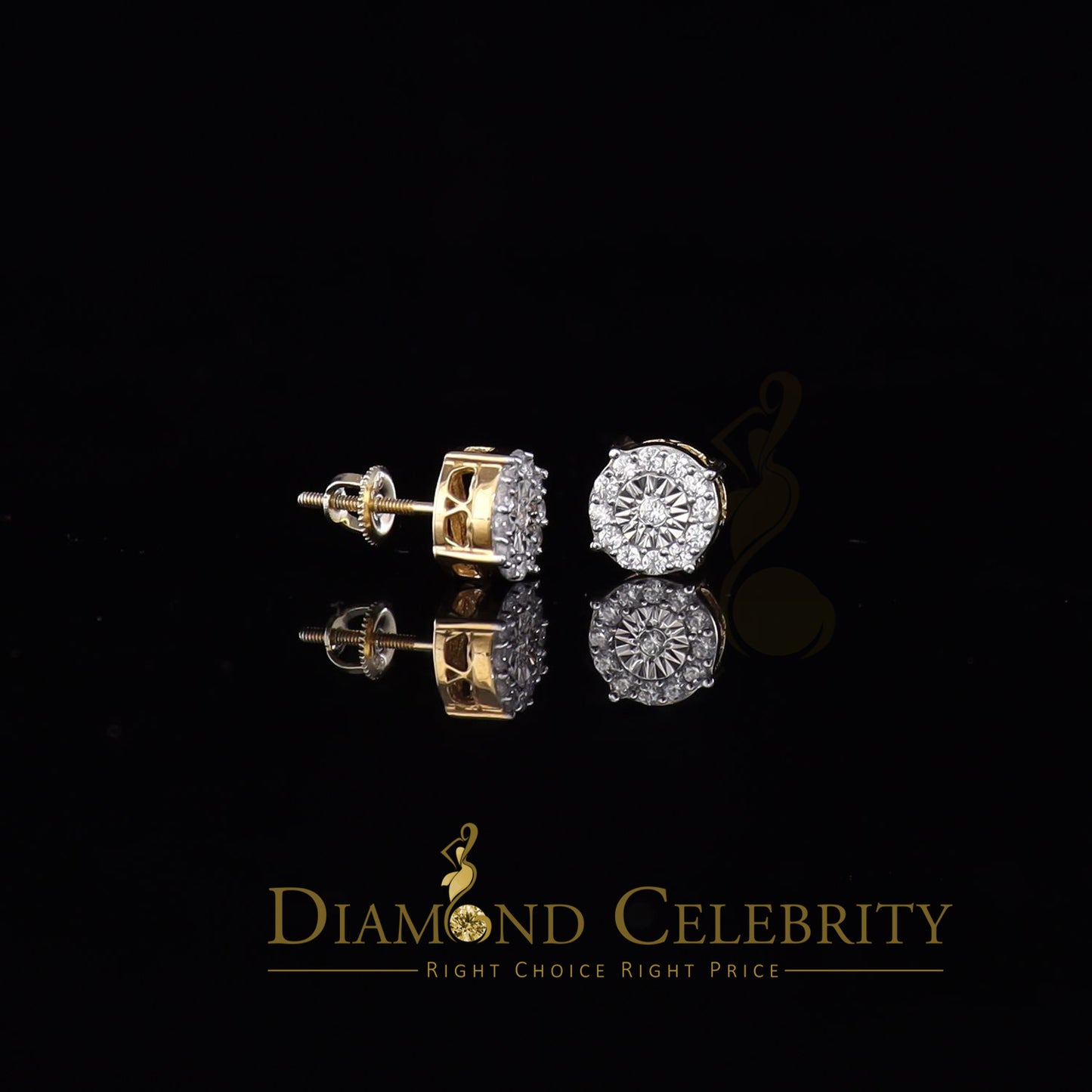 DiamondCelebritees Yellow Silver 1.12ct Cubic Zirconia 925 Women's & Men's Hip Hop Square Earrings