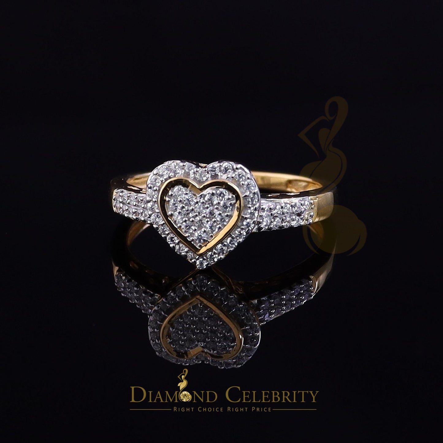 DiamondCelebritees 925 Silver 0.59ct Shiny Cubic Zirconia Yellow Heart Engagement Womens Ring SZ 7
