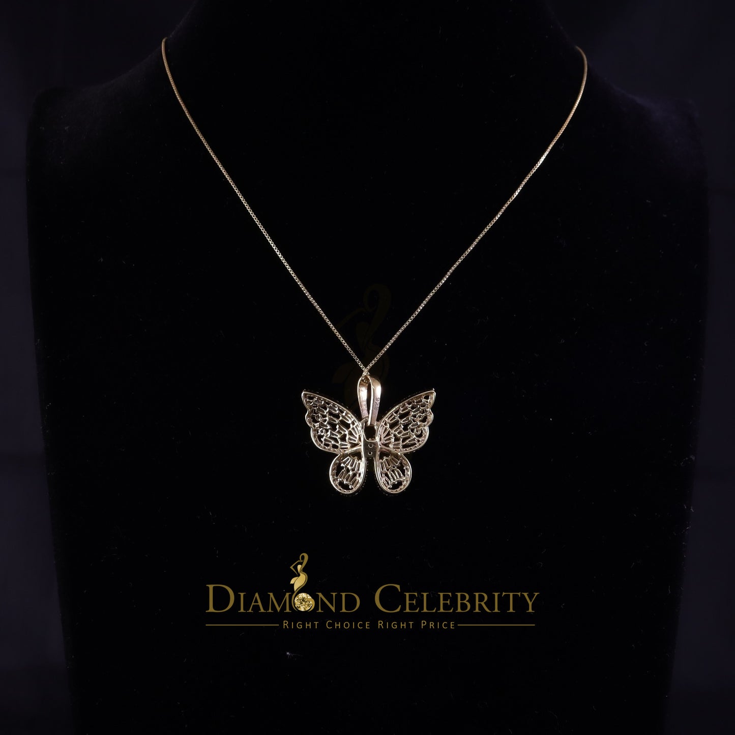 Diamondcelebritees Butterfly Pendant Men's/Womens 925 Silver Yellow 1.75ct VVS 'D' Moissanite