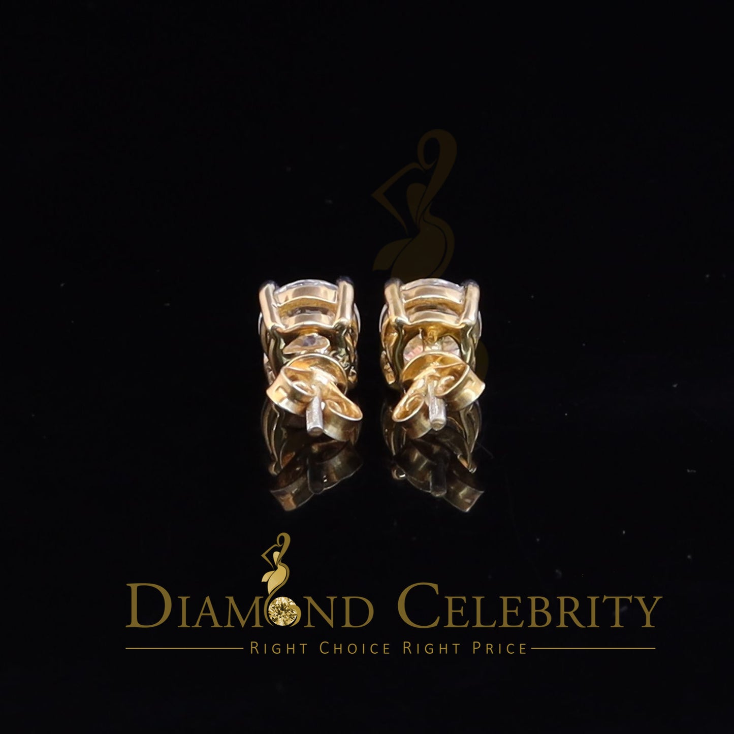 DiamondCelebritees Mens & Womens stud 925 silver Yellow 3.00ct VVS 'D' Color Moissanite Earrings