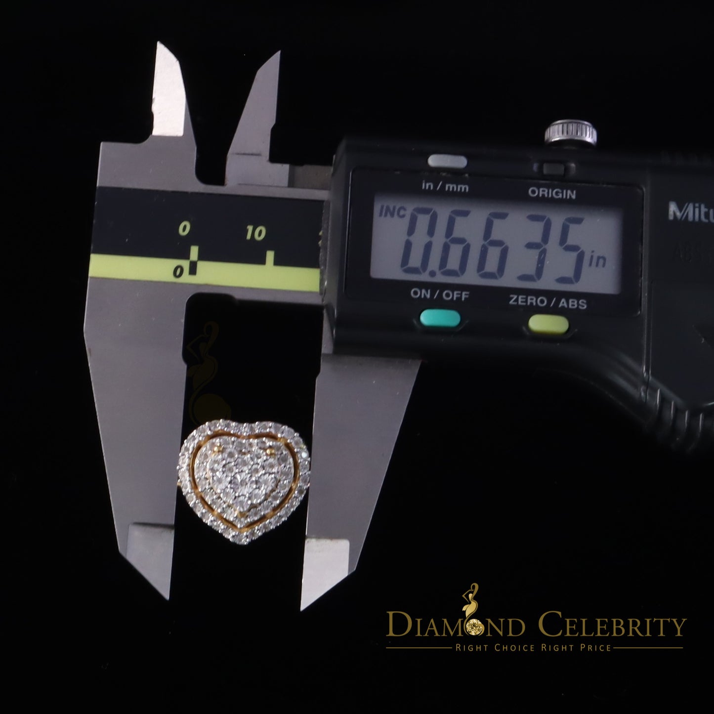 DiamondCelebritees Big Womens Pave Heart 0.25ct Real Diamond Yellow 925 Sterling Silver Ring SZ 7