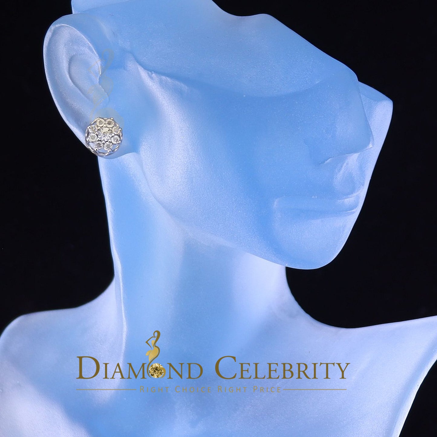 DiamondCelebritees 925 Sterling Silver White 0.10ct Diamond For Men's & Women's Floral Earrings