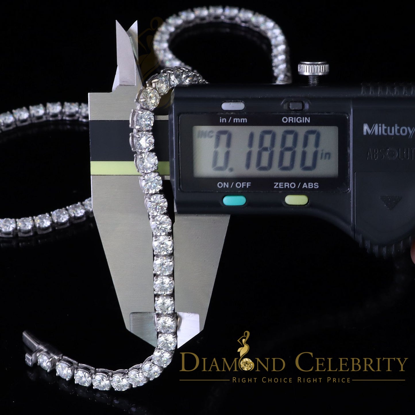 DiamondCelebritees Tennis Necklace 925 Silver White Moissanite size 20 inch & Width 5.2mm