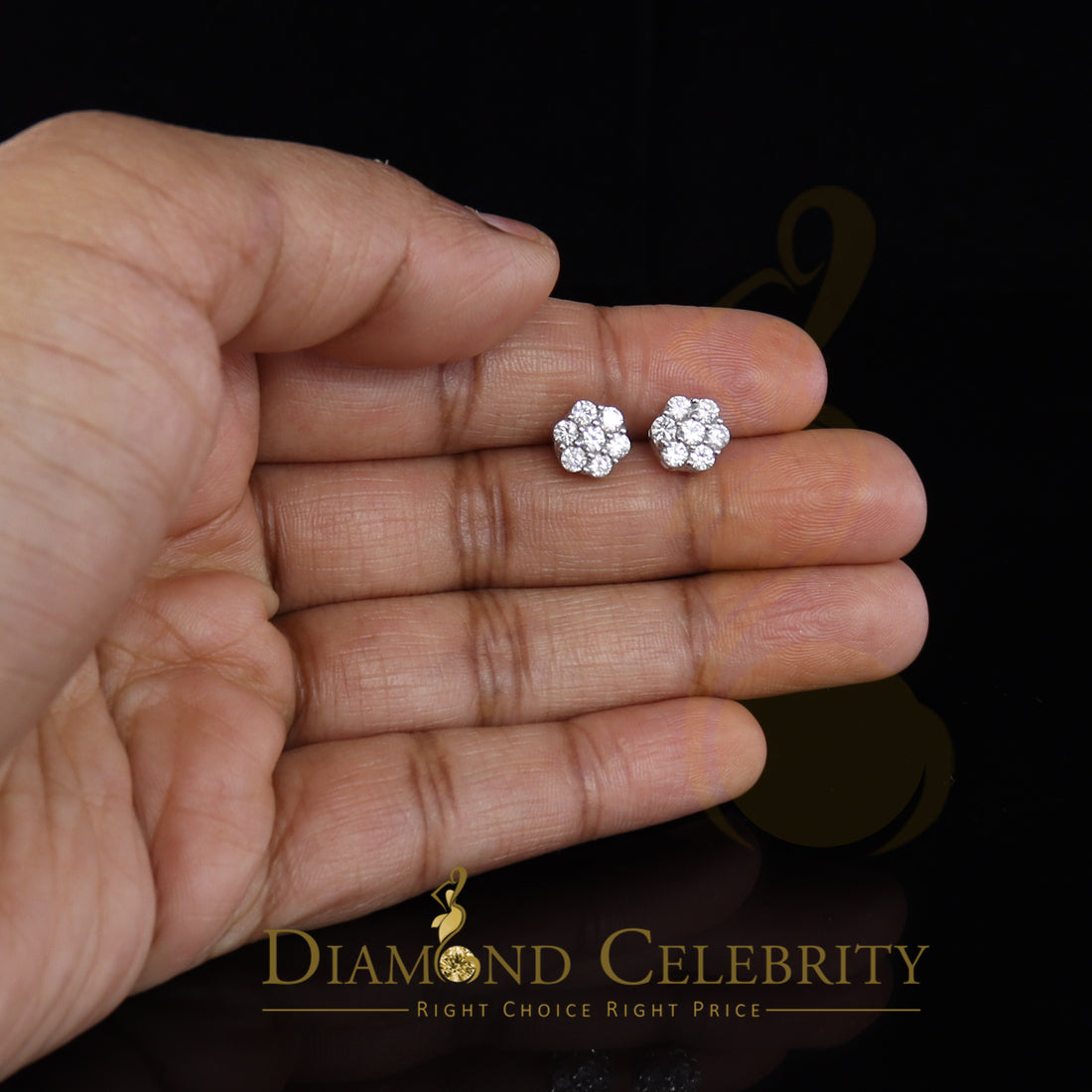 DiamondCelebritees White 925 Sterling 1.96ct Cubic Zirconia Silver Women's Hip Hop Floral Earrings