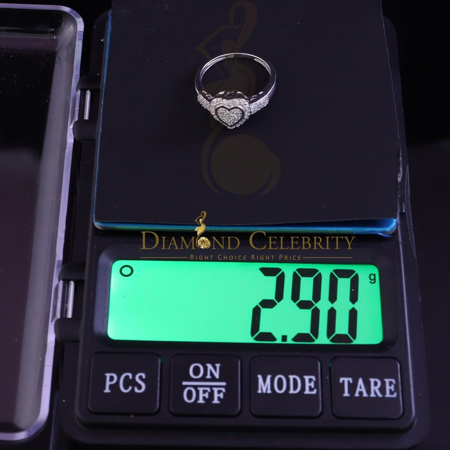 DiamondCelebritees 925 Silver 0.59ct Shiny Cubic Zirconia White Heart Engagement Womens Ring Size 7