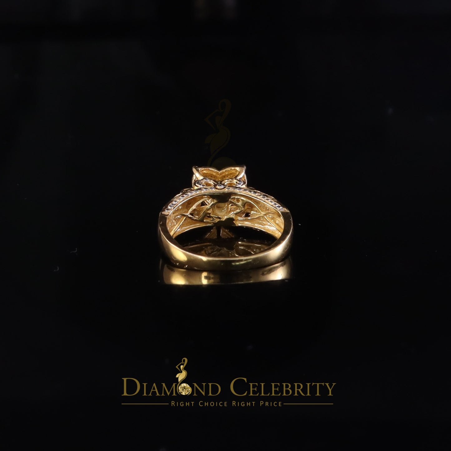 DiamondCelebritees 925 Yellow Sterling Silver Real Diamond 0.10ct Womens Engagement Heart Ring SZ 7