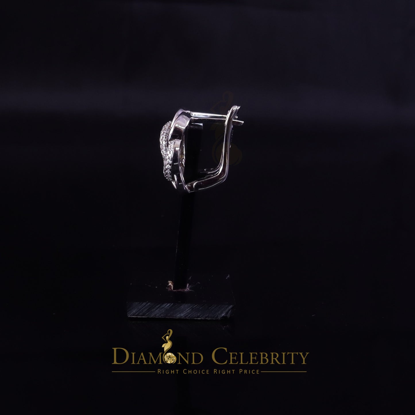 DiamondCelebritees 1.00ct Men hip hop white Gold 925 Sterling Silver Iced 3 row Huggie Hoop Earring