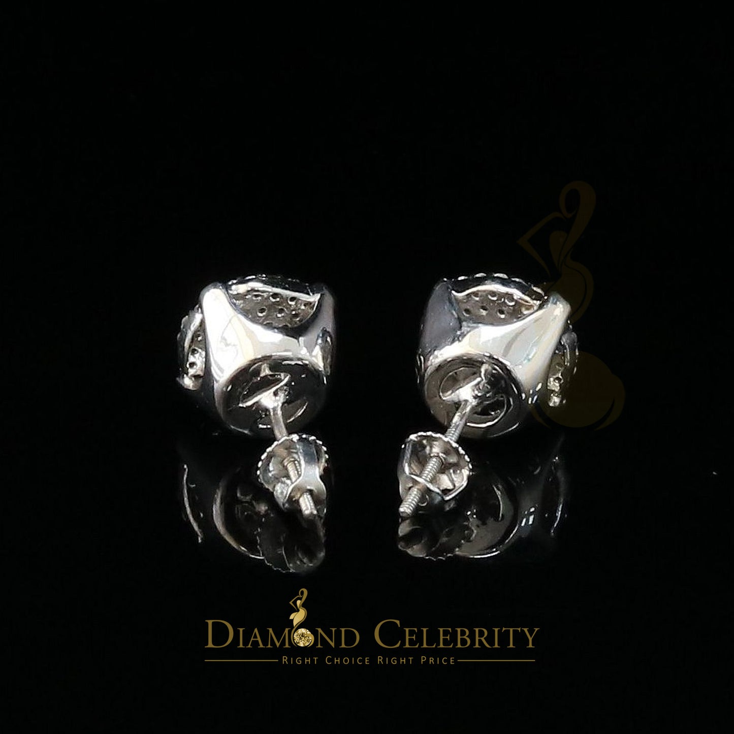 DiamondCelebritees White 925 Silver 0.90ct Cubic Zirconia Women's & Men's Hip Hop Round Earrings