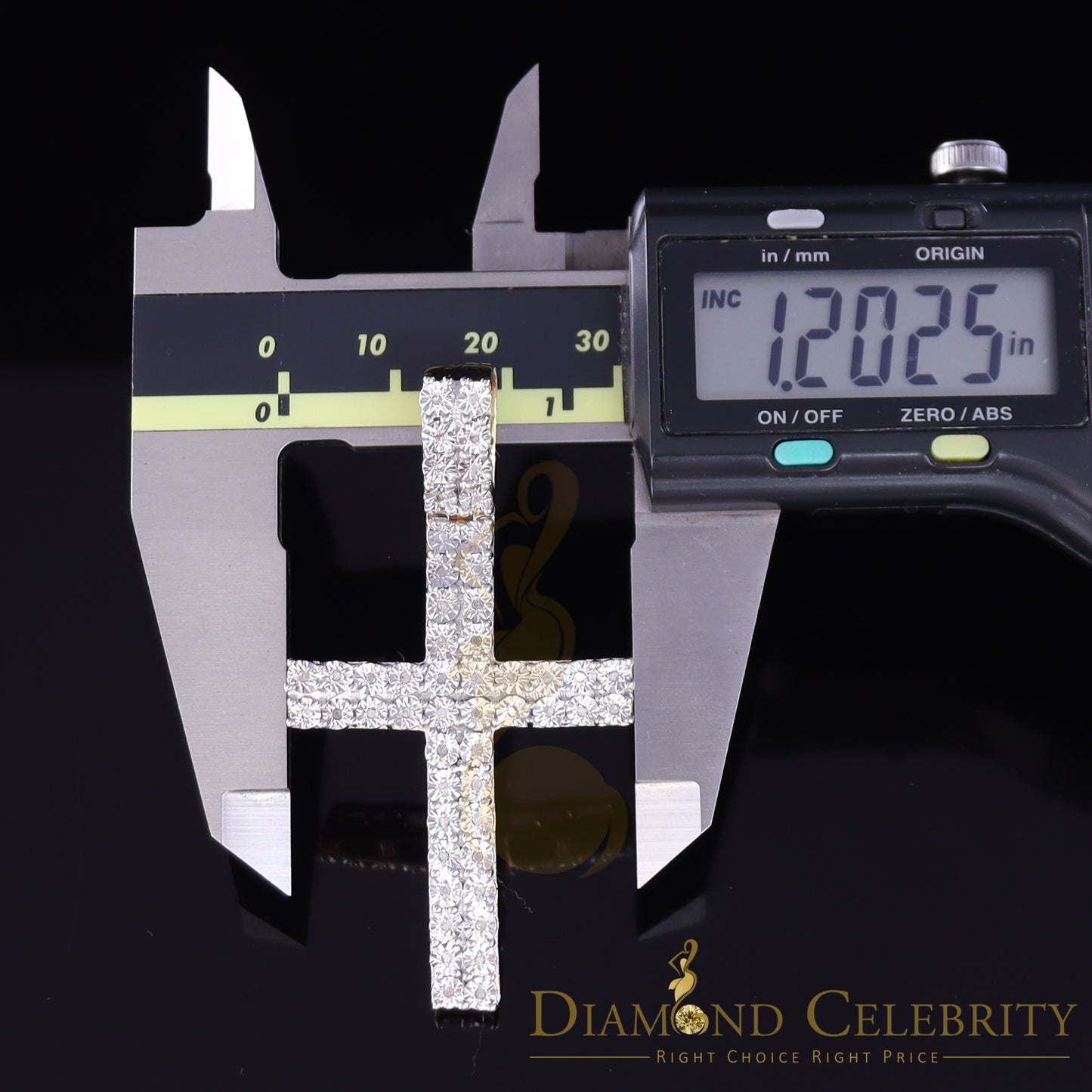 DiamondCelebritees Real 0.33ct Diamond Sterling Silver Yellow CROSS Charm Fashion Necklace Pendant