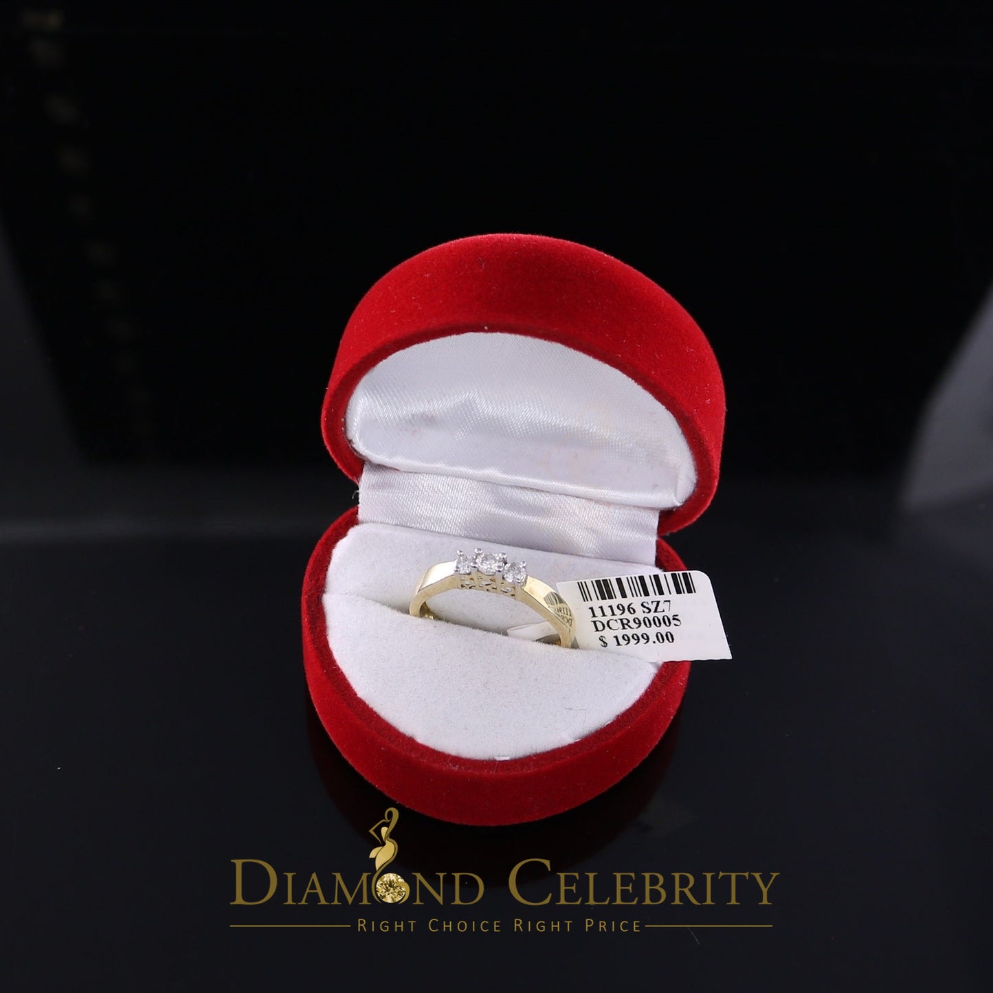DiamondCelebritees Real 14kt Yellow Gold with 0.25CT Real Diamond Past Present Future Ring Size 7