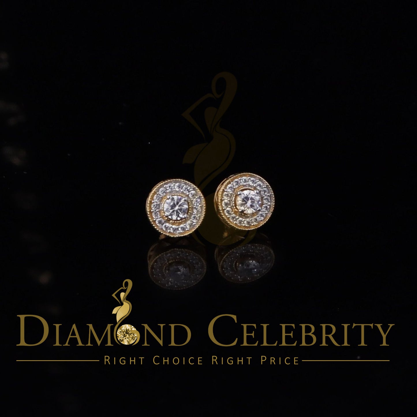DiamondCelebritees Yellow 0.82ct Sterling Silver 925 Cubic Zirconia Women's Hip Hop Round Earrings