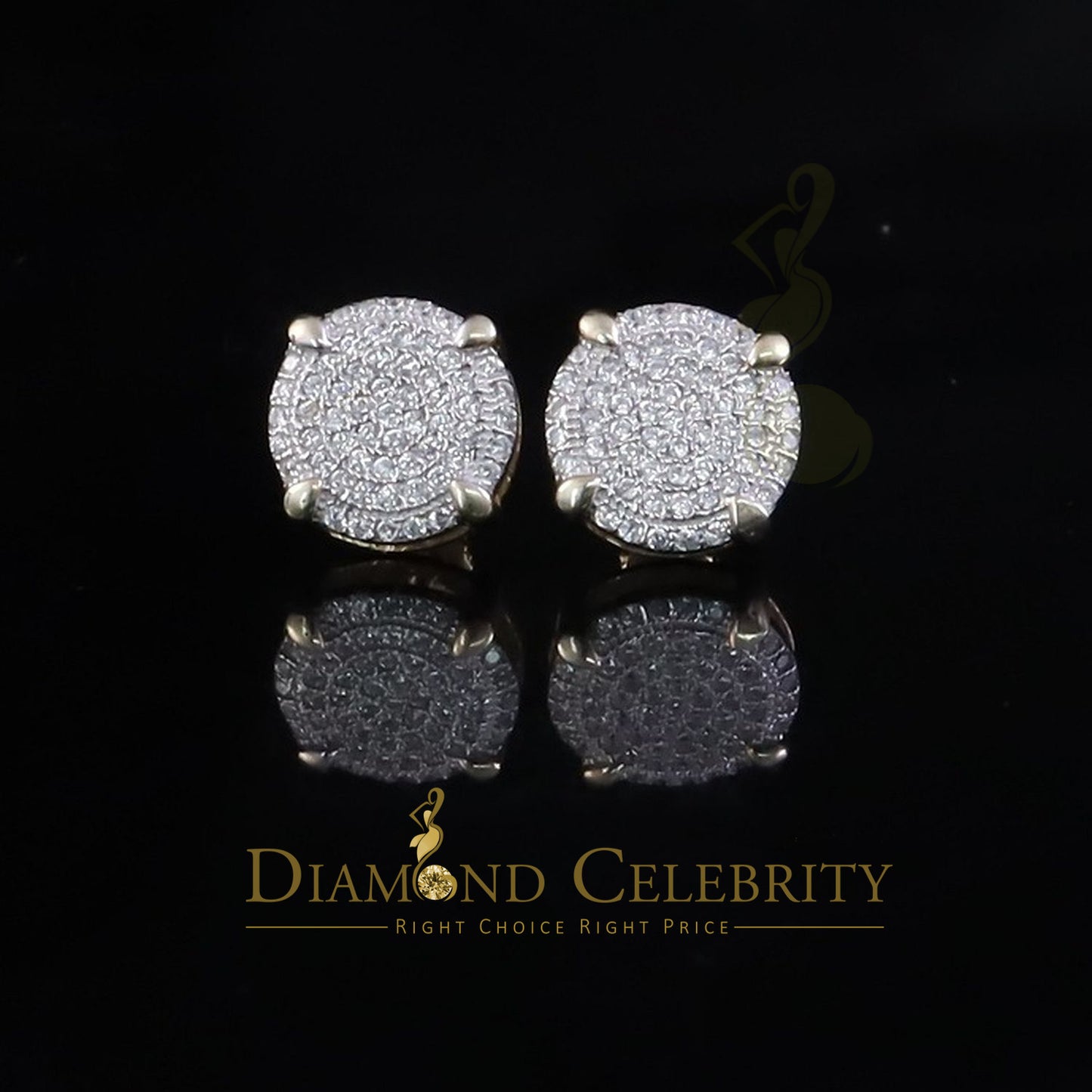 DiamondCelebritees Spark Sterling 925 Yellow Silver 1.06ct Cubic Zirconia Round Men's/Women Earring