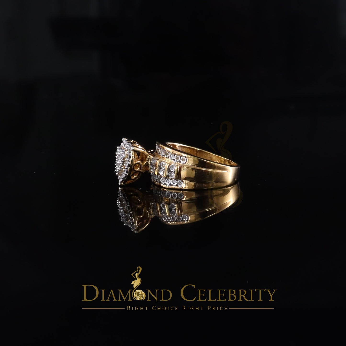 DiamondCelebritees Cinderella Real Diamond 0.25ct Heart Ring SZ7 Real 925 Yellow Silver for Women