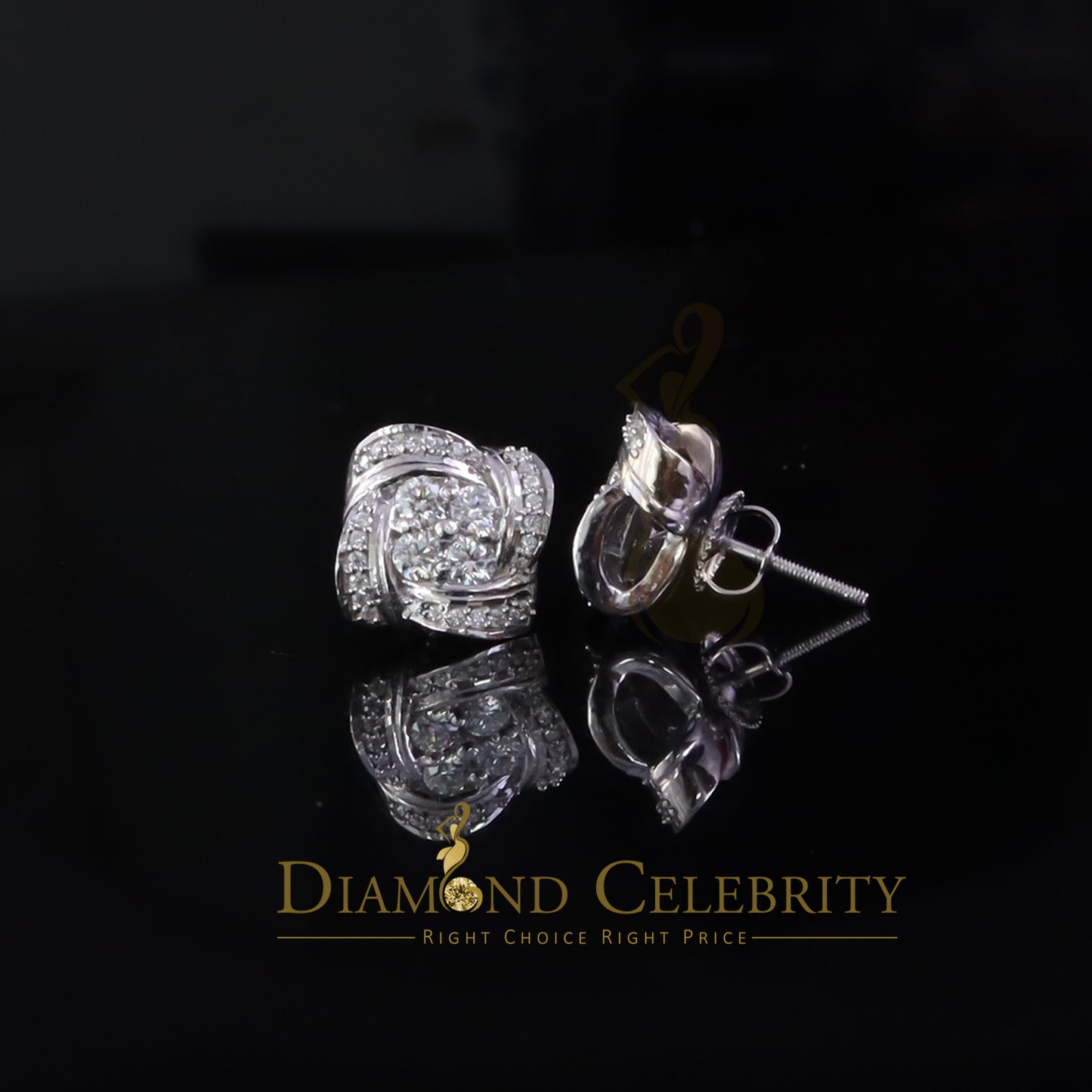 Diamondcelebritees Best 1.00ct VVS D Moissanite 925 White Silver Men's/Womens Knot Stud Earrings