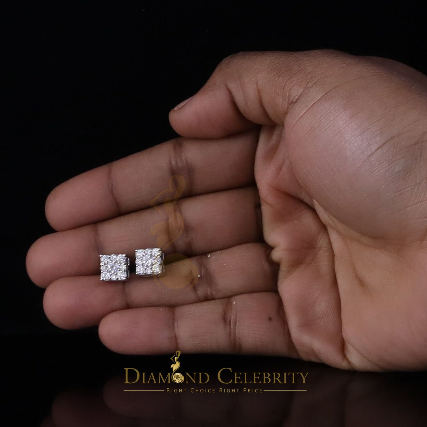 Diamondcelebritees For Women's/Men's 925 Silver White 1.00ct VVS D Moissanite Square Stud Earrings
