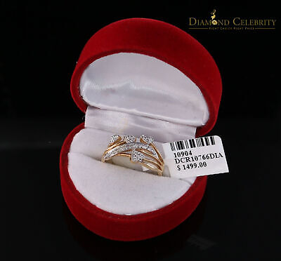 DiamondCelebritees Real 0.05CT Real Diamond Real 10kt Yellow Gold Womens HEART ARROW Ring Size 6.5