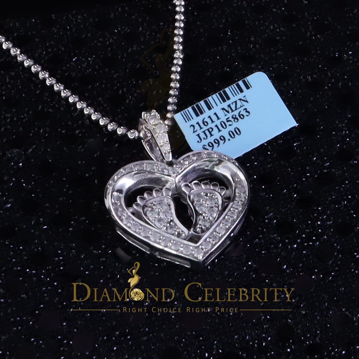Diamondcelebritees 925 Silver White Heart Child feet 1.50ct Moissanite Mom Pendant For Women VVS D