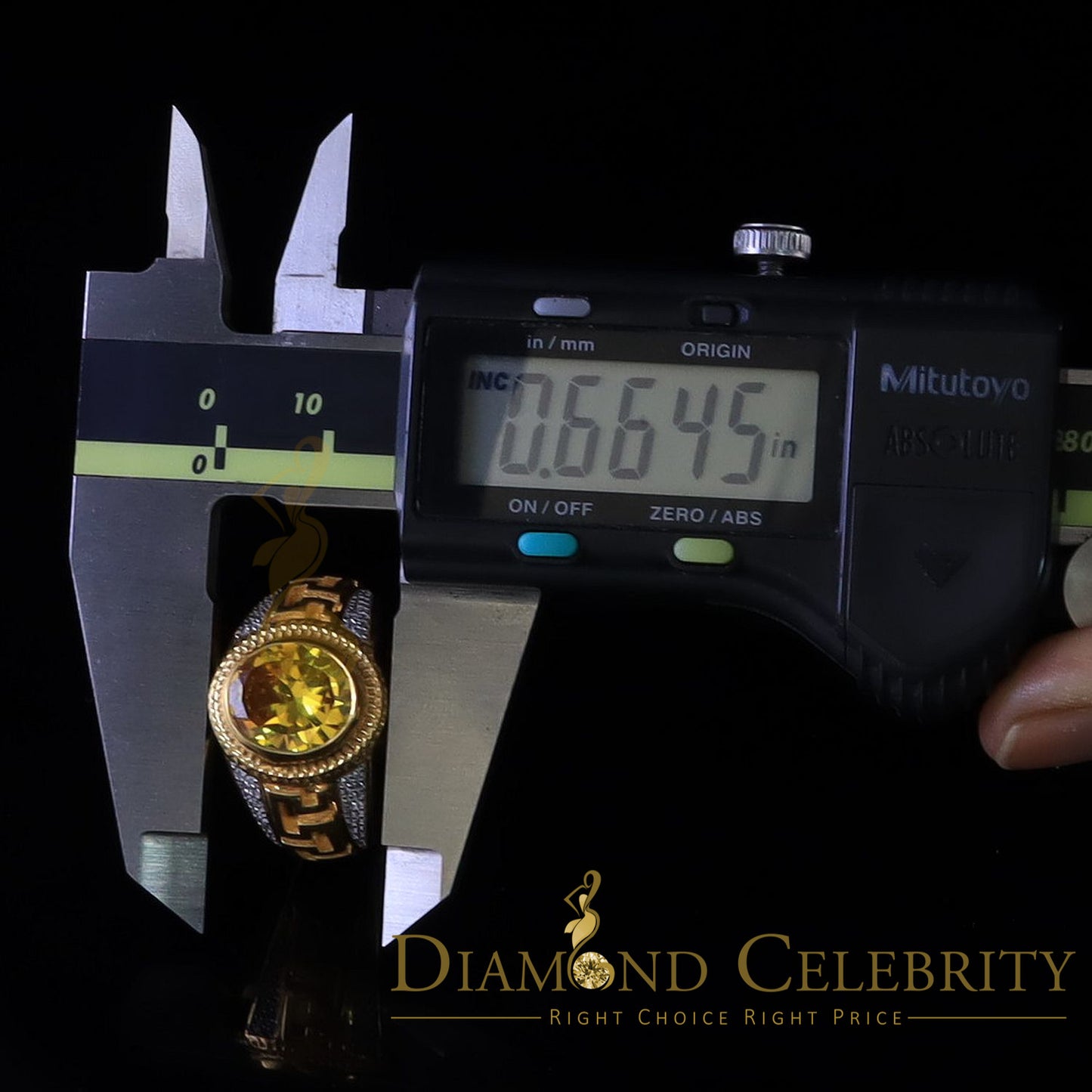 DiamondCelebritees 8.10ct Yellow Silver Oval Cubic Zirconia Men Adjustable Ring From SZ 9 to 11