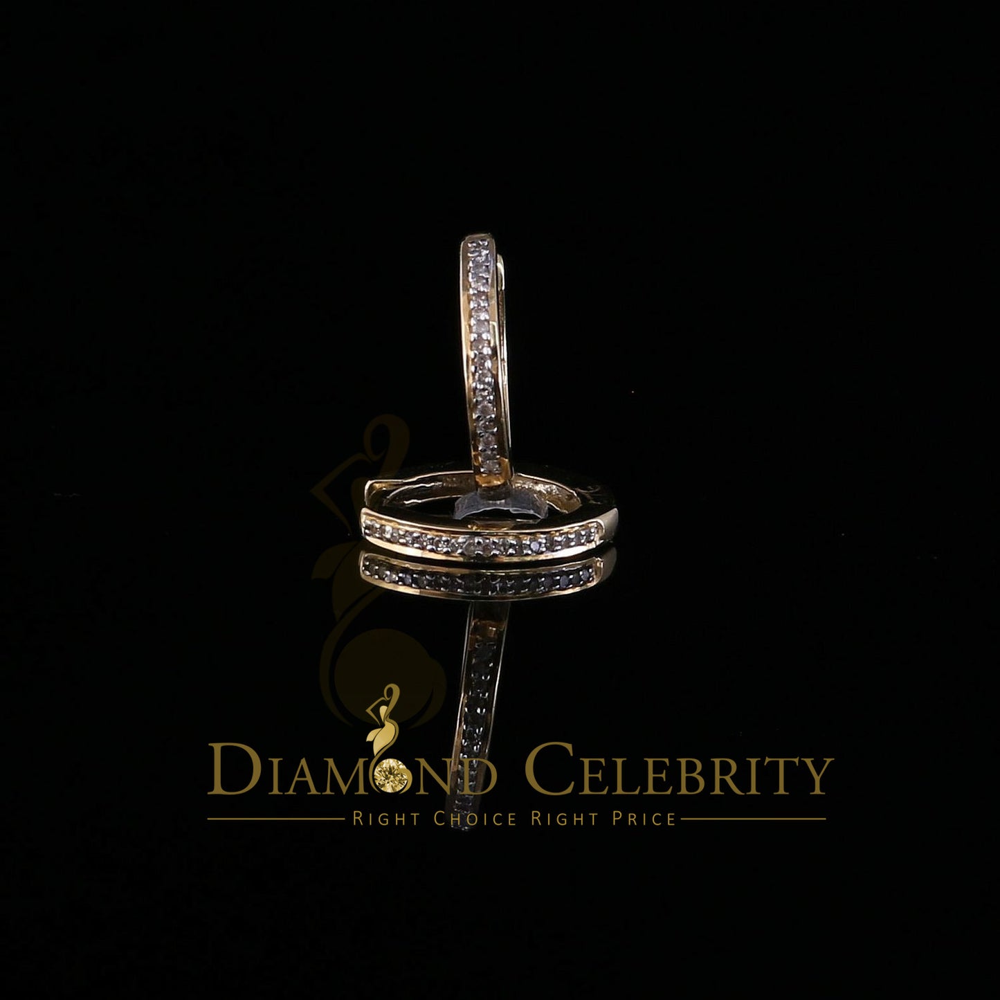 DiamondCelebritees 0.10ct Diamond 925 Sterling Silver Yellow Hoop Stud Earrings For Men's / Women's