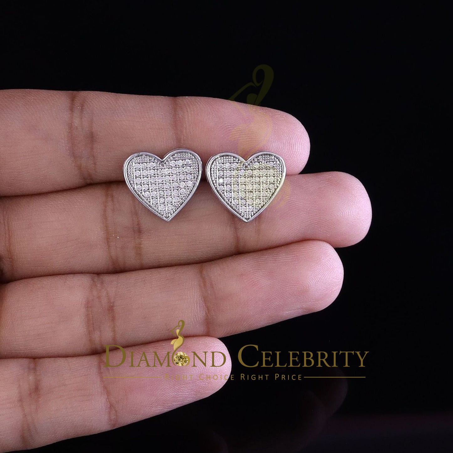 DiamondCelebritees 925 Sterling White Silver 0.84ct Cubic Zirconia Women's & Men's Heart Earring