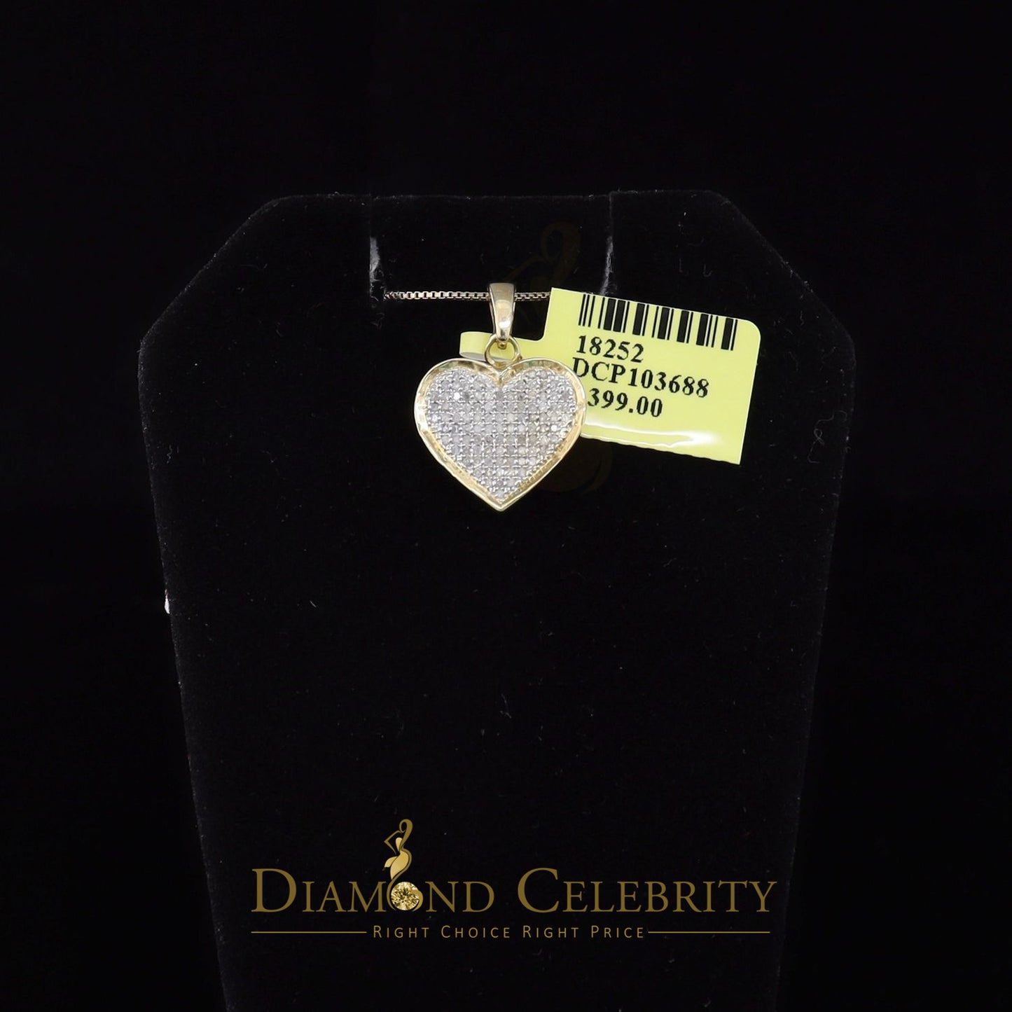 DiamondCelebritees Real 0.25ct Diamond 925 Sterling Silver HEART Charm Necklace Yellow Pendant