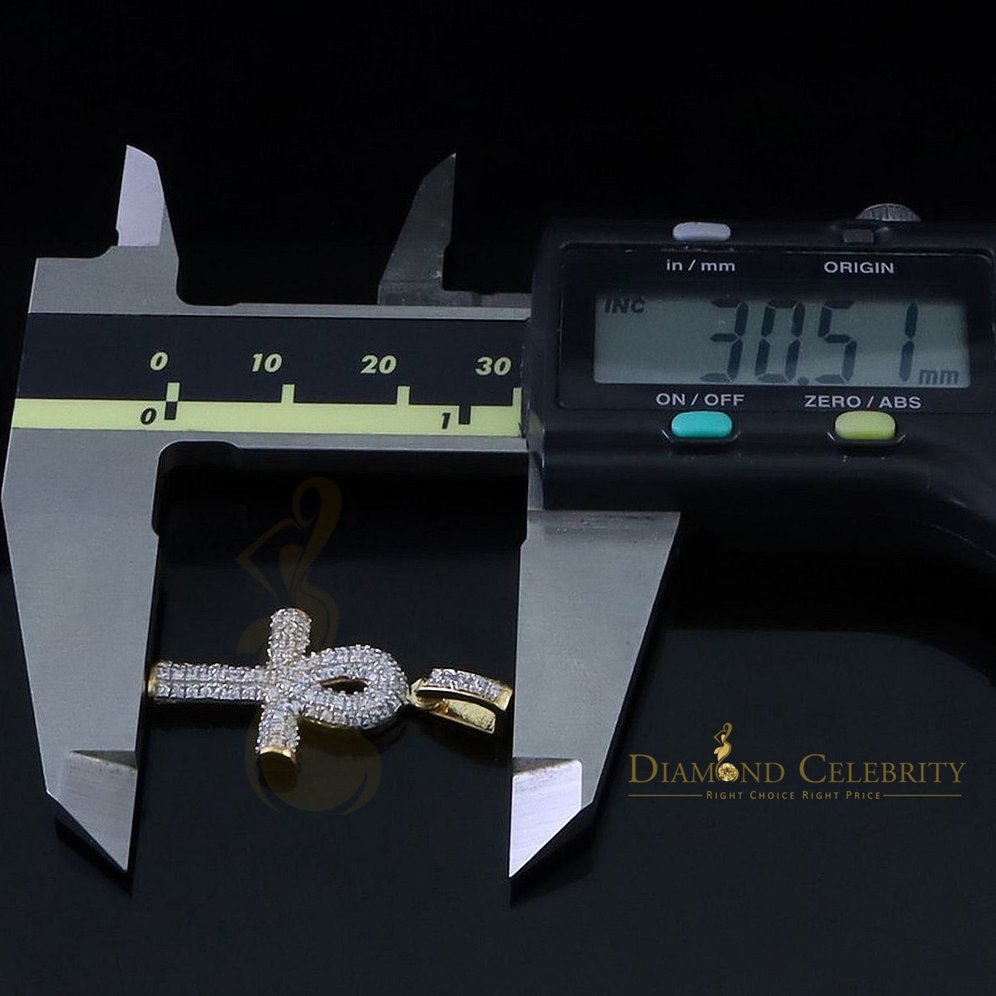 DiamondCelebritees Yellow 925 Mens ANKH Sterling Silver Shape Pendant with 0.82ct Cubic Zirconia