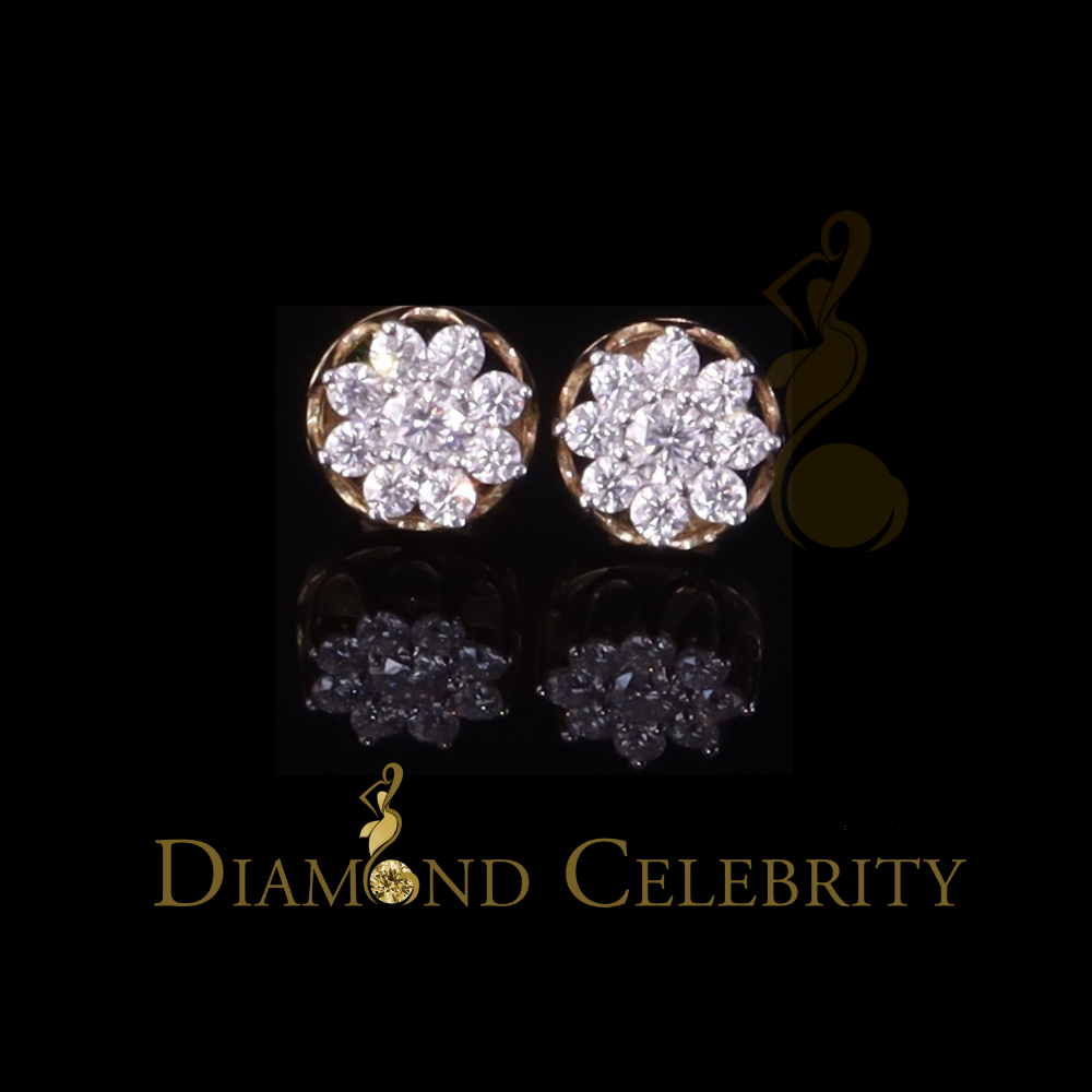 DiamondCelebritees Men's/Womens 925 Silver Yellow 1.00ct VVS 'D' Moissanite Floral Stud Earrings