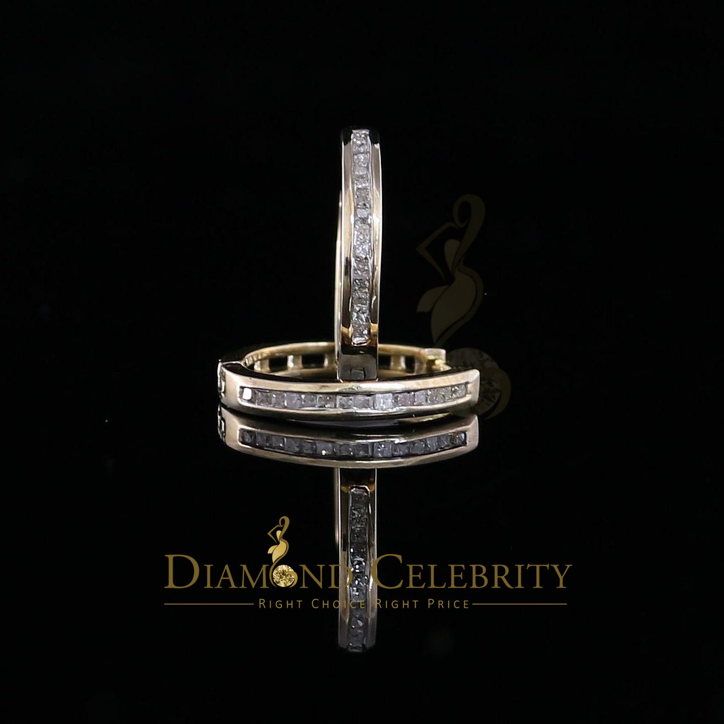 DiamondCelebritees 0.25ct Diamond 925 Sterling Silver Yellow Hoop Stud Earrings For Men's / Women's