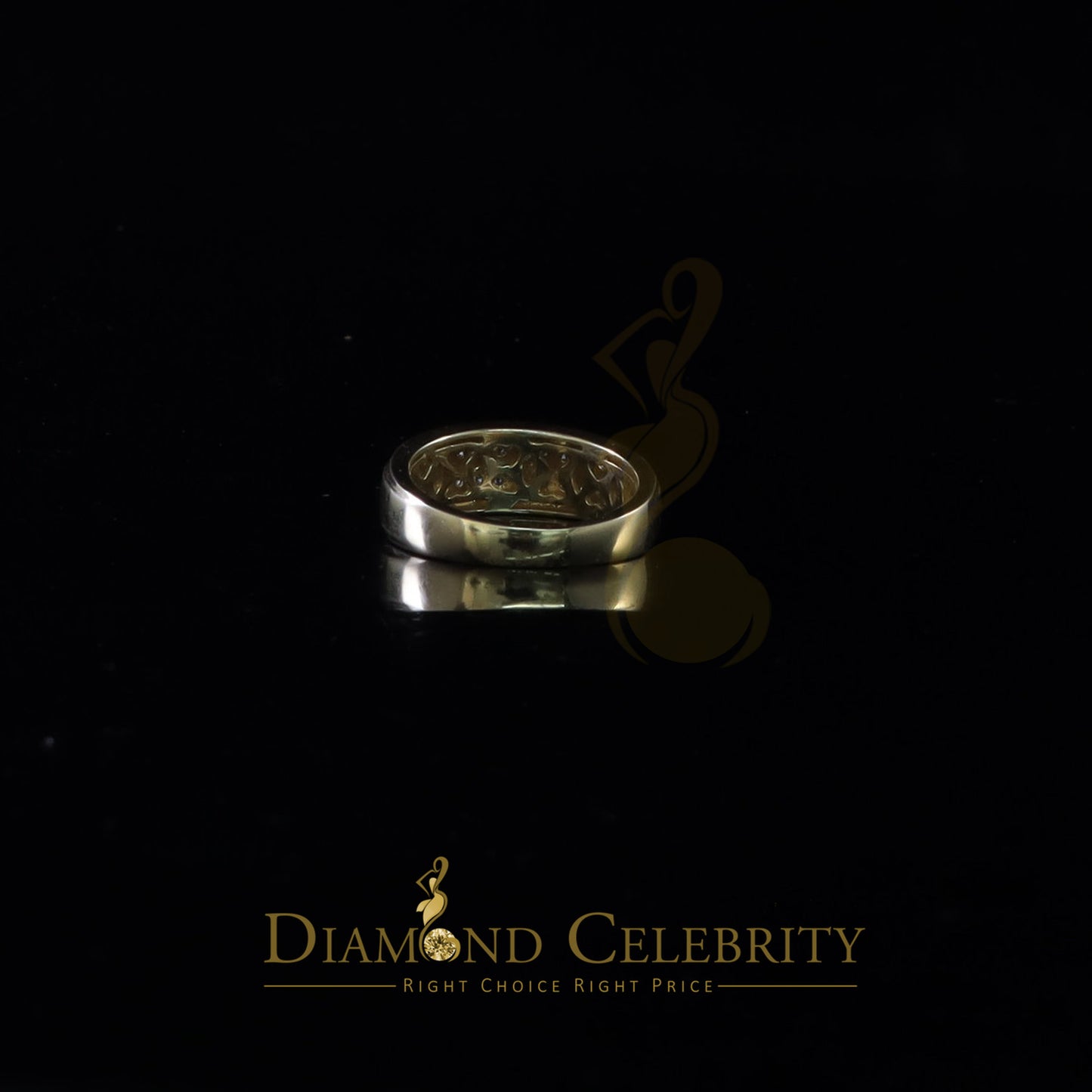 DiamondCelebritees Men's 0.50ct Cubic Zirconia Yellow 925 Sterling Silver Round Ring Size 10