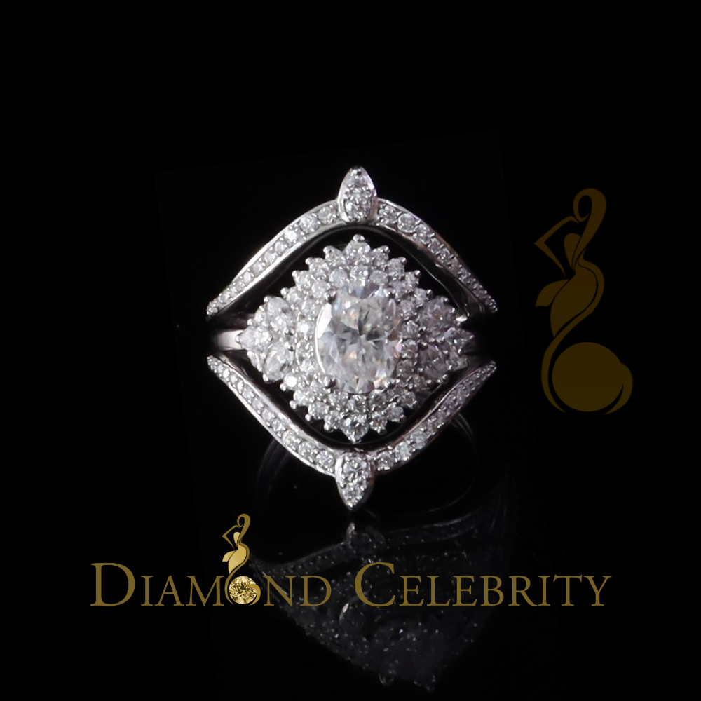 DiamondCelebritees 925 White Silver Moissanite 3.0ct Solitaire Enhancer Guard Wrap Ring Insert S Z7