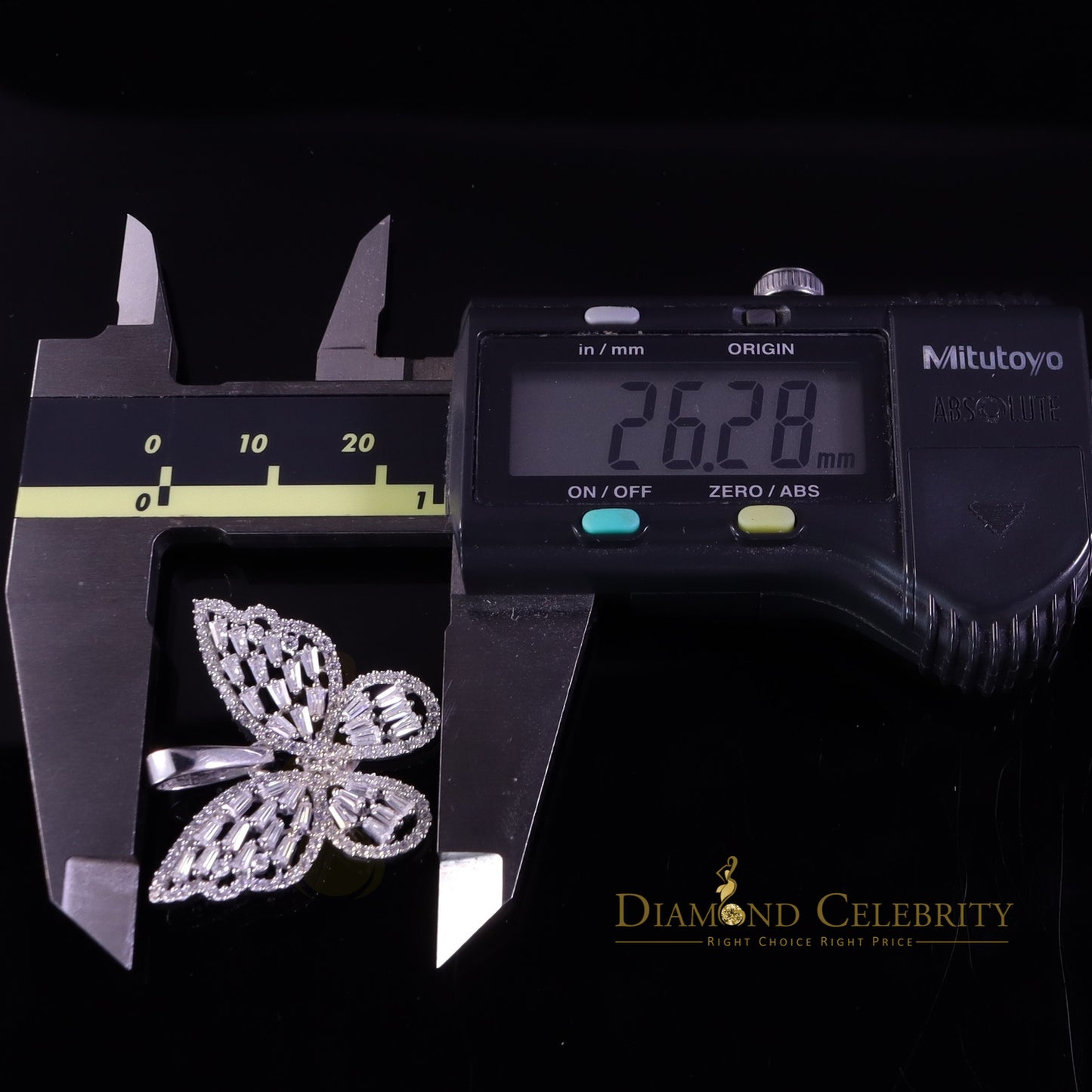 Diamondcelebritees Men's/Womens 925 Silver White 1.75ct VVS 'D' Moissanite Butterfly Pendant