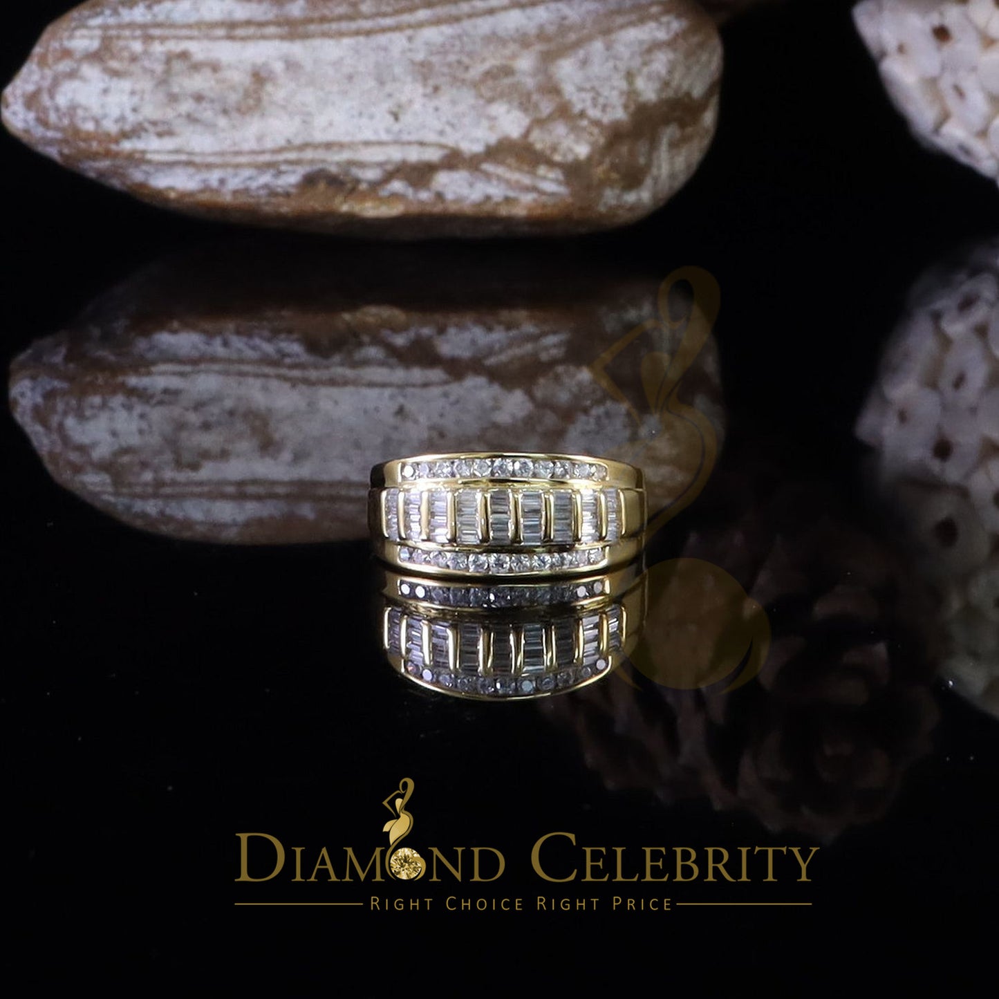 DiamondCelebritees 925 Sterling Silver Yellow 1.75ct Cubic Zirconia Women's/Men's Ring Size 10