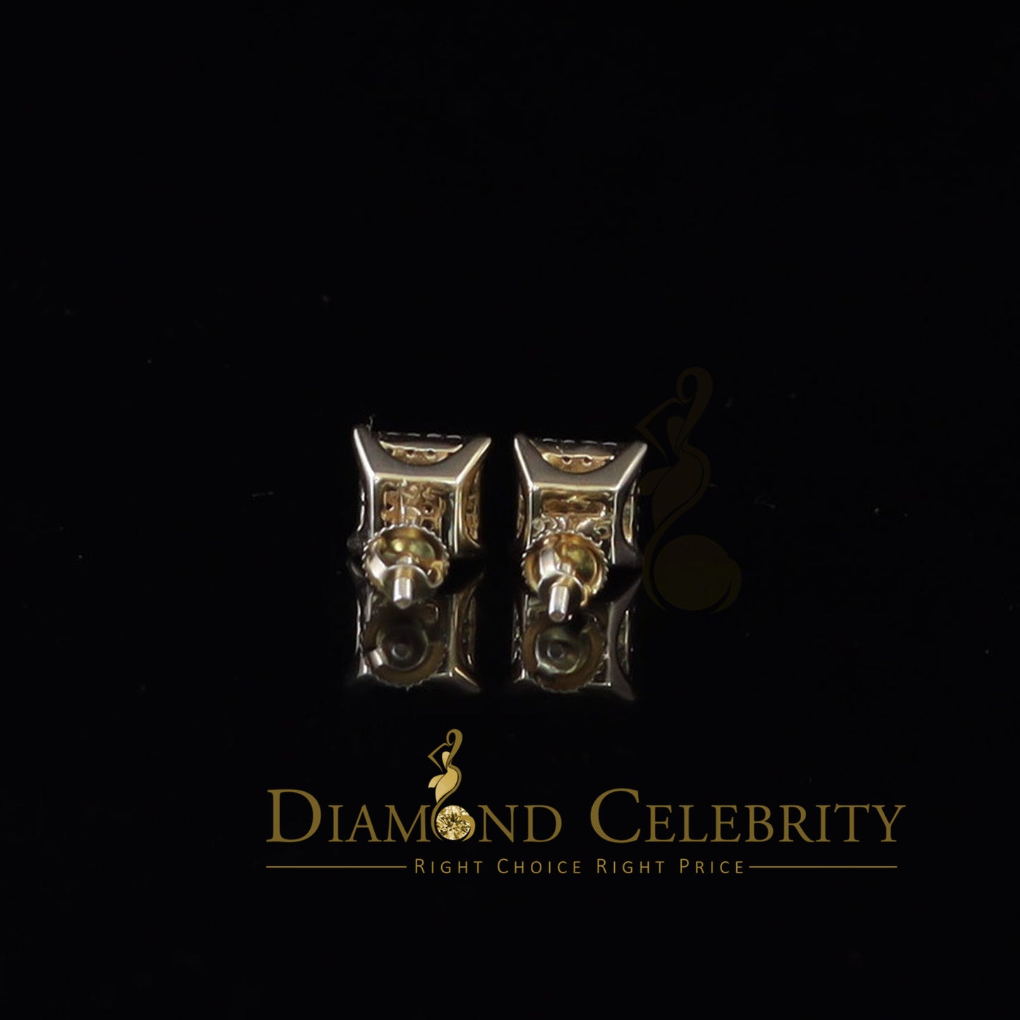 DiamondCelebritees 925 Sterling Yellow Silver 0.72ct Cubic Zirconia Square Womens Stud Earrings