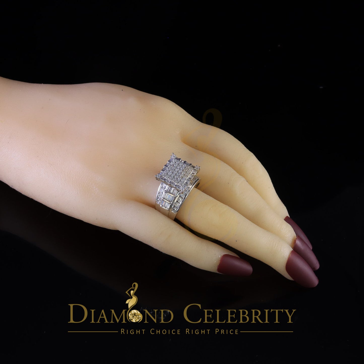 DiamondCelebritees Womens 6.04ct White Cubic Zirconia Silver Fashion Square Womens Ring Size 9