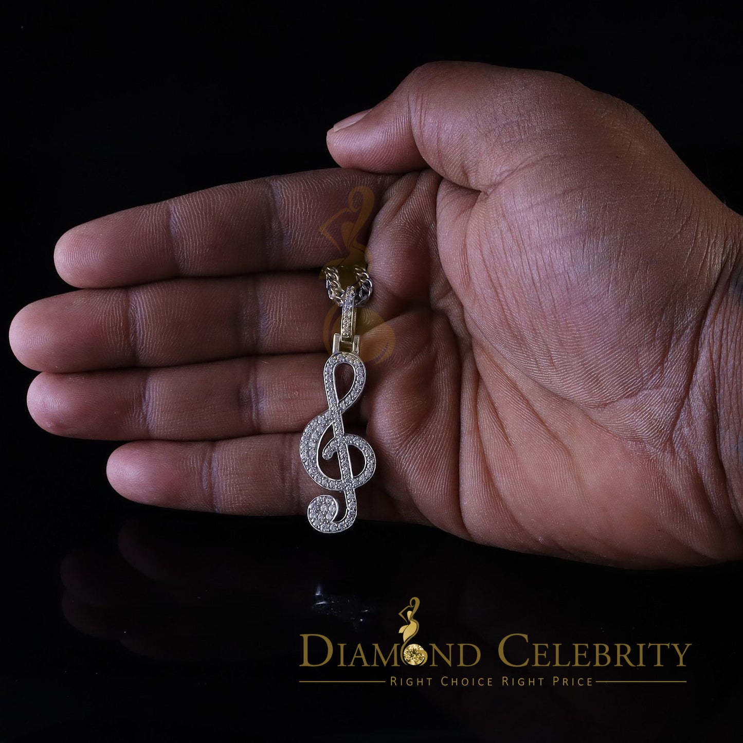 DiamondCelebritees Promise 925 White Sterling Silver MUSIC SIGN Pendant with 2.34ct Cubic Zirconia
