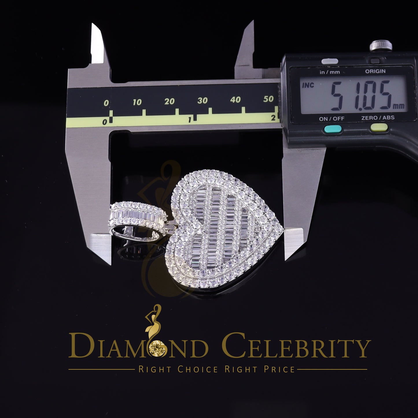 DiamondCelebritees Sterling Silver Beautiful 15.74ct Cubic Zirconia Pendant White Heart Shape